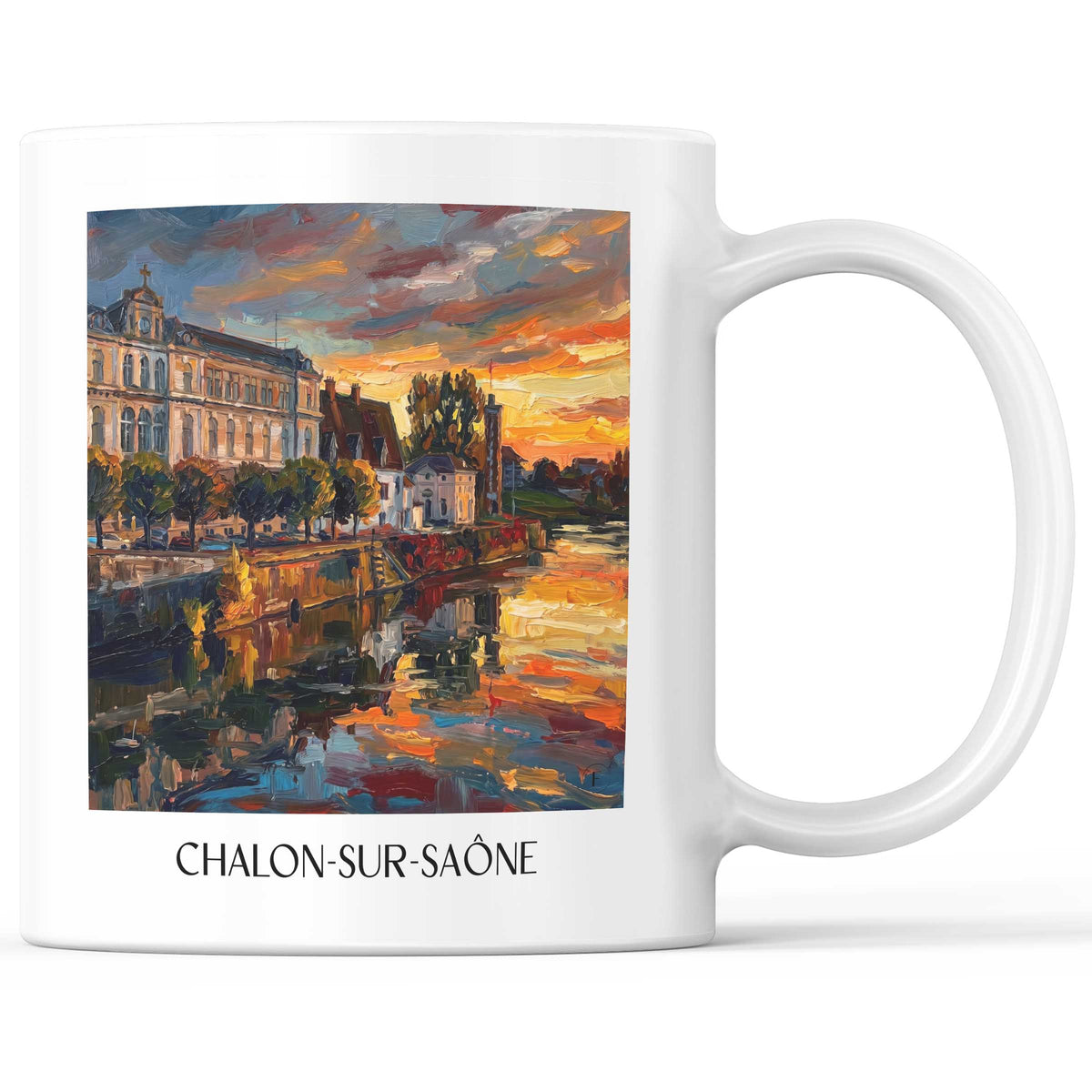 Chalon-sur-Saône Kaffeebecher - Val de Saône - Frankreich Becher - Kaffeetasse im Ölgemälde Stil