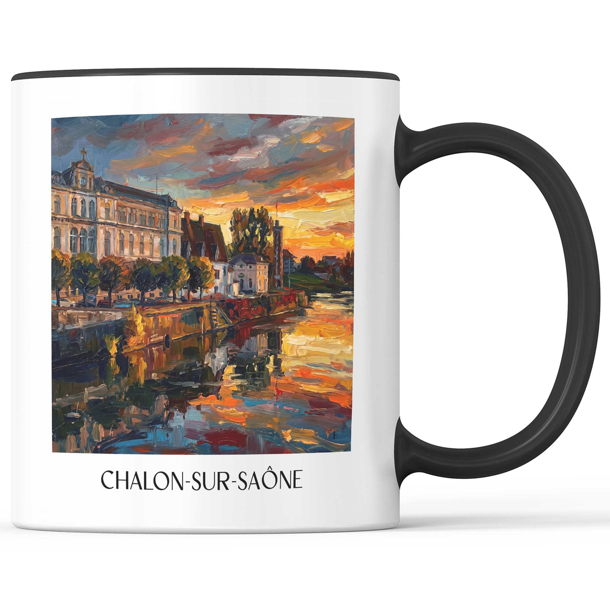 Chalon-sur-Saône Kaffeebecher - Val de Saône - Frankreich Becher - Kaffeetasse im Ölgemälde Stil
