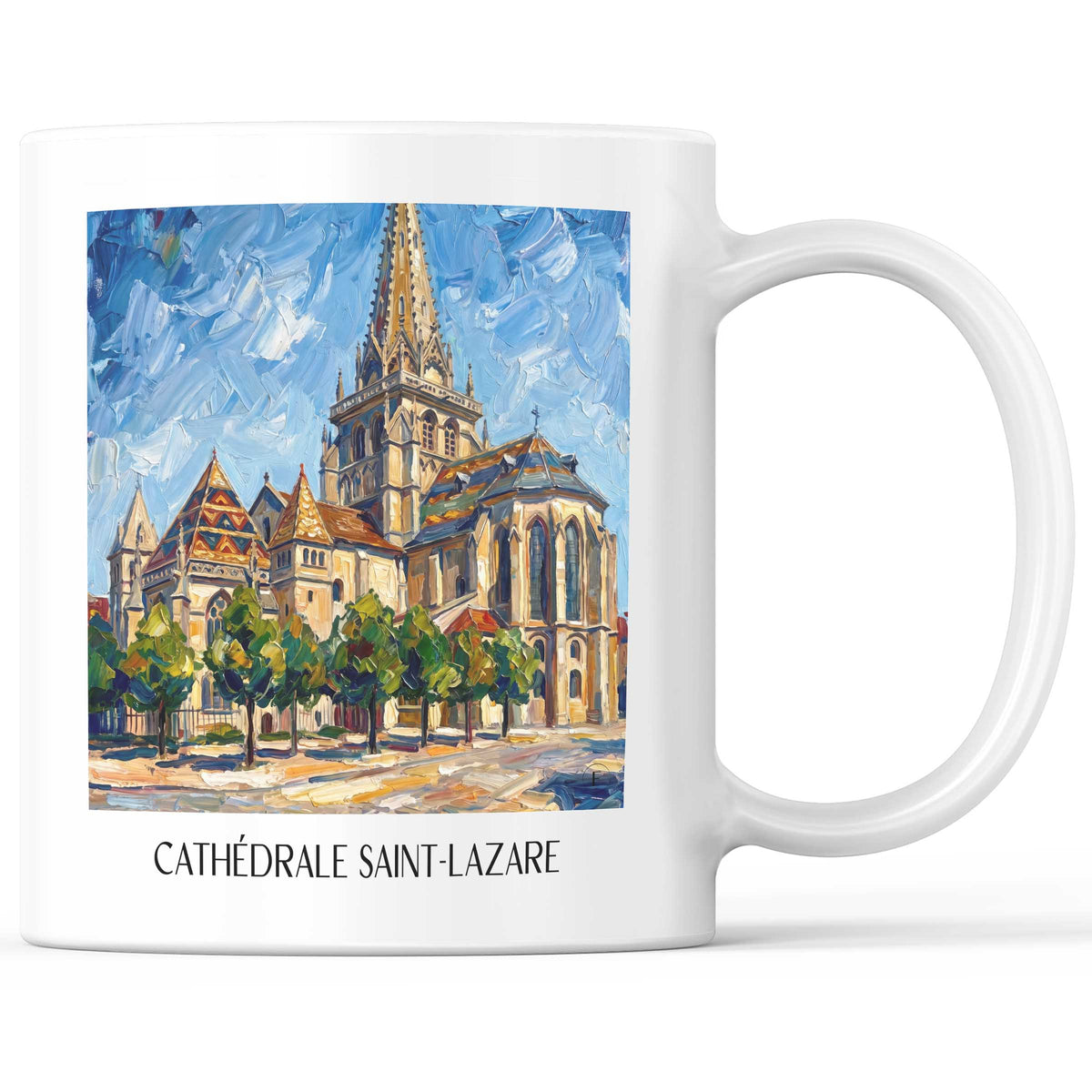 Cathédrale Saint-Lazare Kaffeebecher - Autun - Frankreich Becher - Kaffeetasse im Ölgemälde Stil