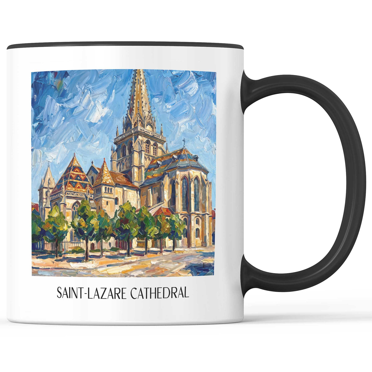 Cathédrale Saint-Lazare Kaffeebecher - Autun - Frankreich Becher - Kaffeetasse im Ölgemälde Stil