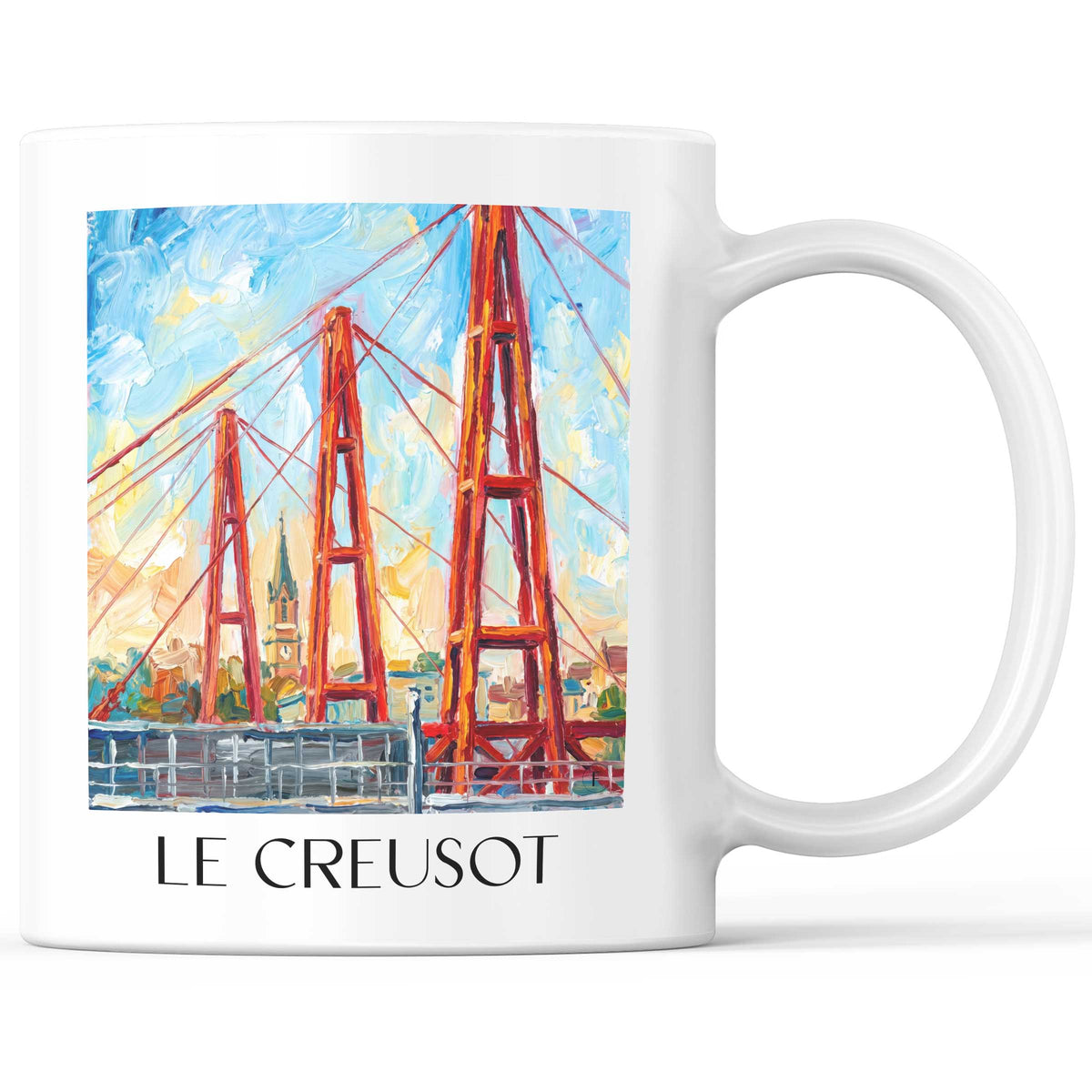Le Creusot Kaffeebecher - Saône-et-Loire - Frankreich Becher - Kaffeetasse im Ölgemälde Stil