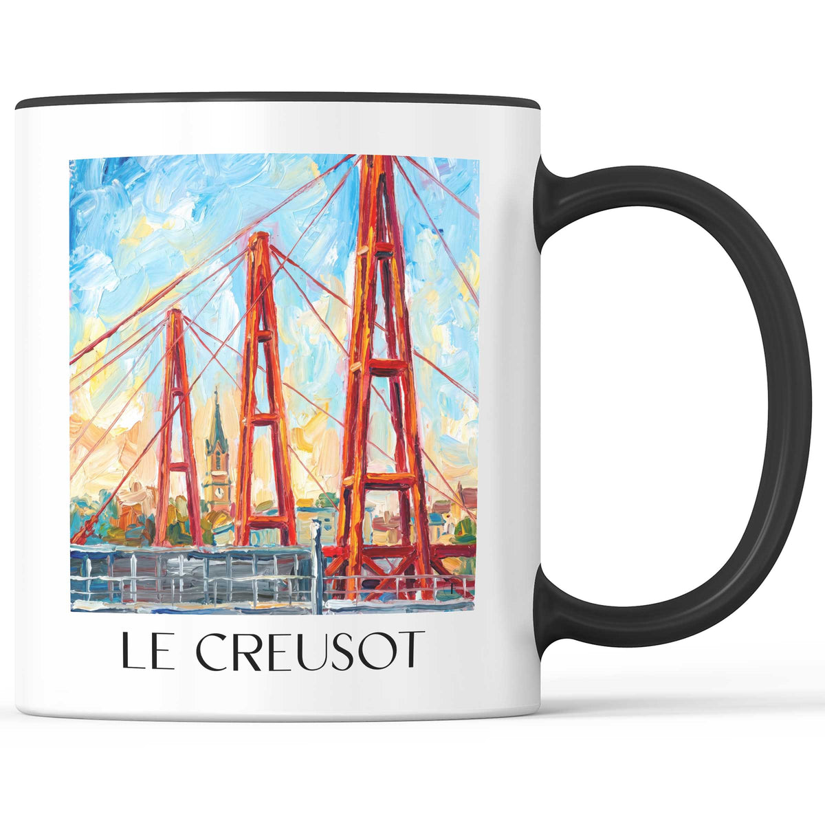 Le Creusot Kaffeebecher - Saône-et-Loire - Frankreich Becher - Kaffeetasse im Ölgemälde Stil