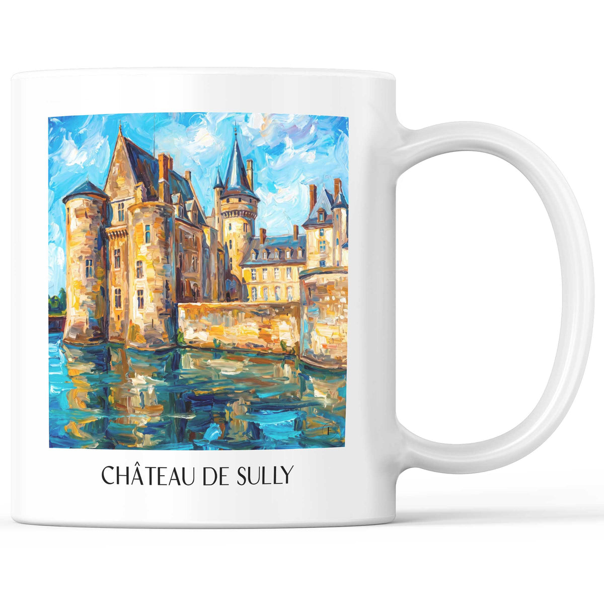 Château de Sully Kaffeebecher - Autunois - Frankreich Becher - Kaffeetasse im Ölgemälde Stil
