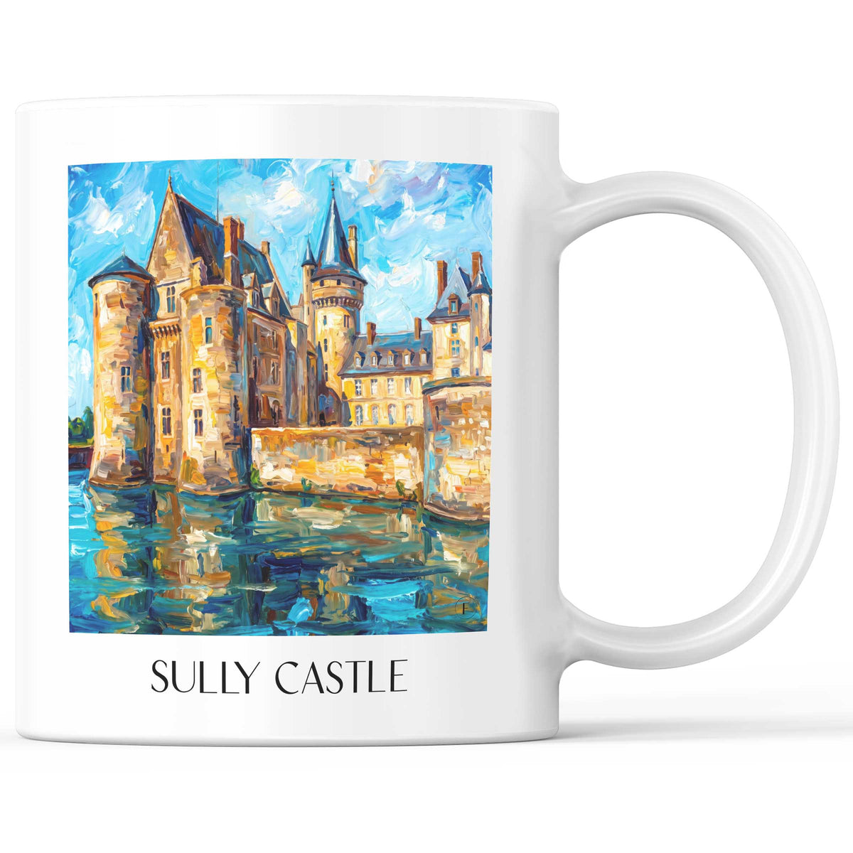 Château de Sully Kaffeebecher - Autunois - Frankreich Becher - Kaffeetasse im Ölgemälde Stil
