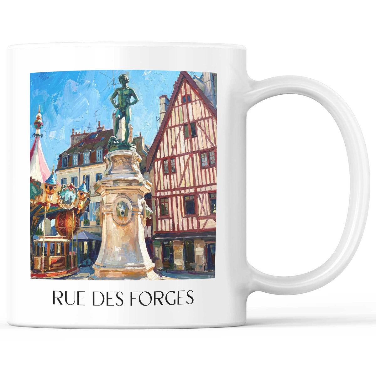Rue des Forges Kaffeebecher - Dijon - Frankreich Becher - Kaffeetasse im Ölgemälde Stil