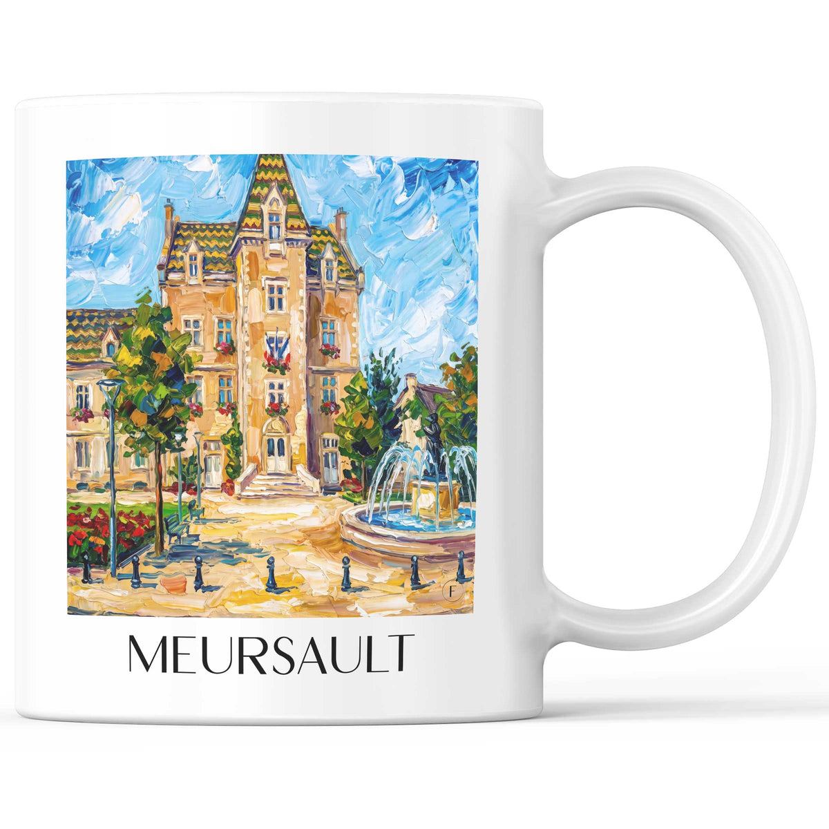 Meursault Kaffeebecher - Côte de Beaune - Frankreich Becher - Kaffeetasse im Ölgemälde Stil