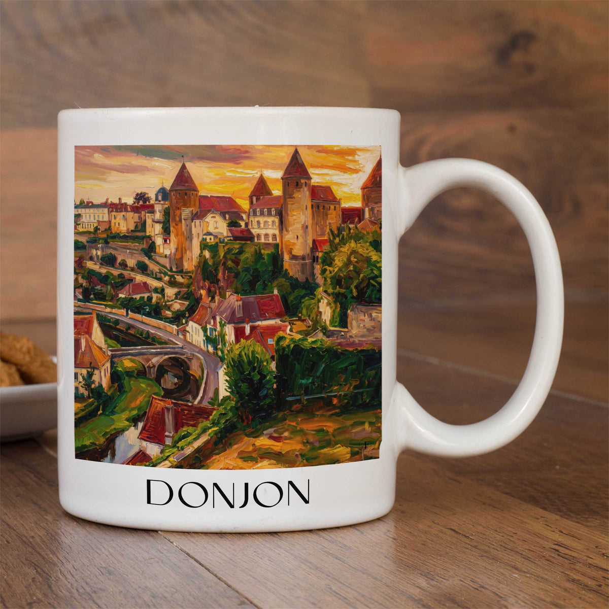 donjon-semur-en-auxois-frankreich-kaffeebecher-oil-painting-oelgemaelde