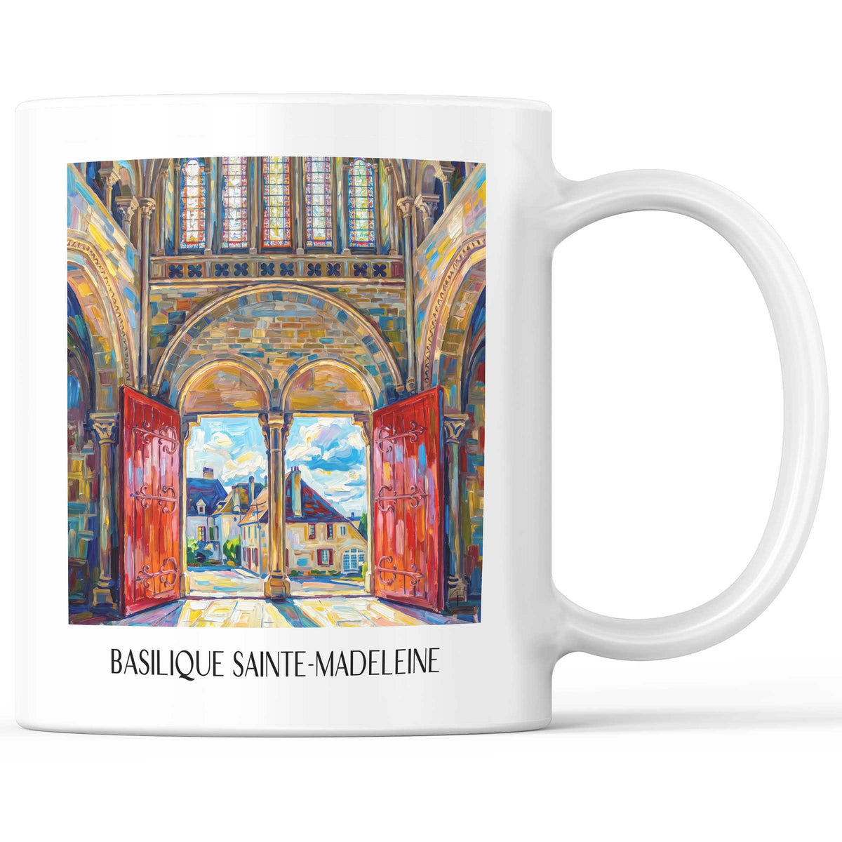 Basilique Sainte-Madeleine Kaffeebecher - Vézelay - Frankreich Becher - Kaffeetasse im Ölgemälde Stil