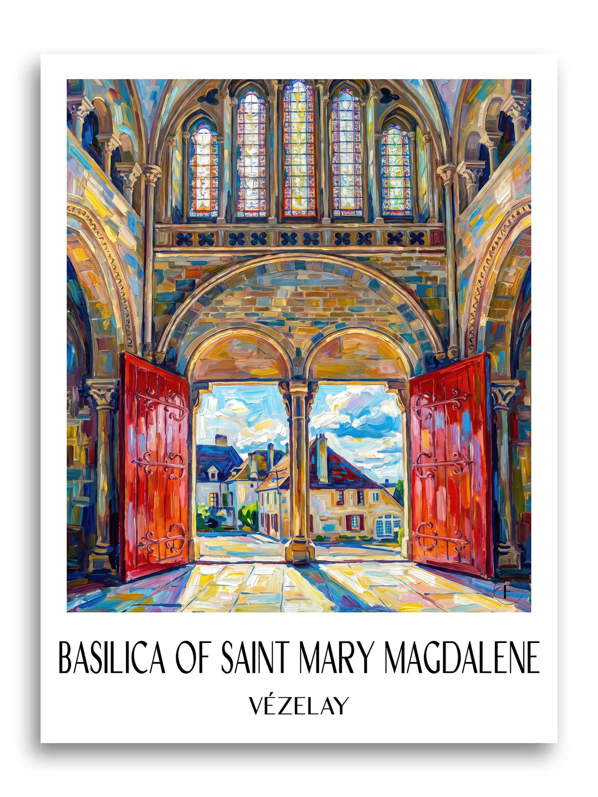 Basilique Sainte-Madeleine Poster - Vézelay - Frankreich Kunstdruck - Ölgemälde von A4 bis A1