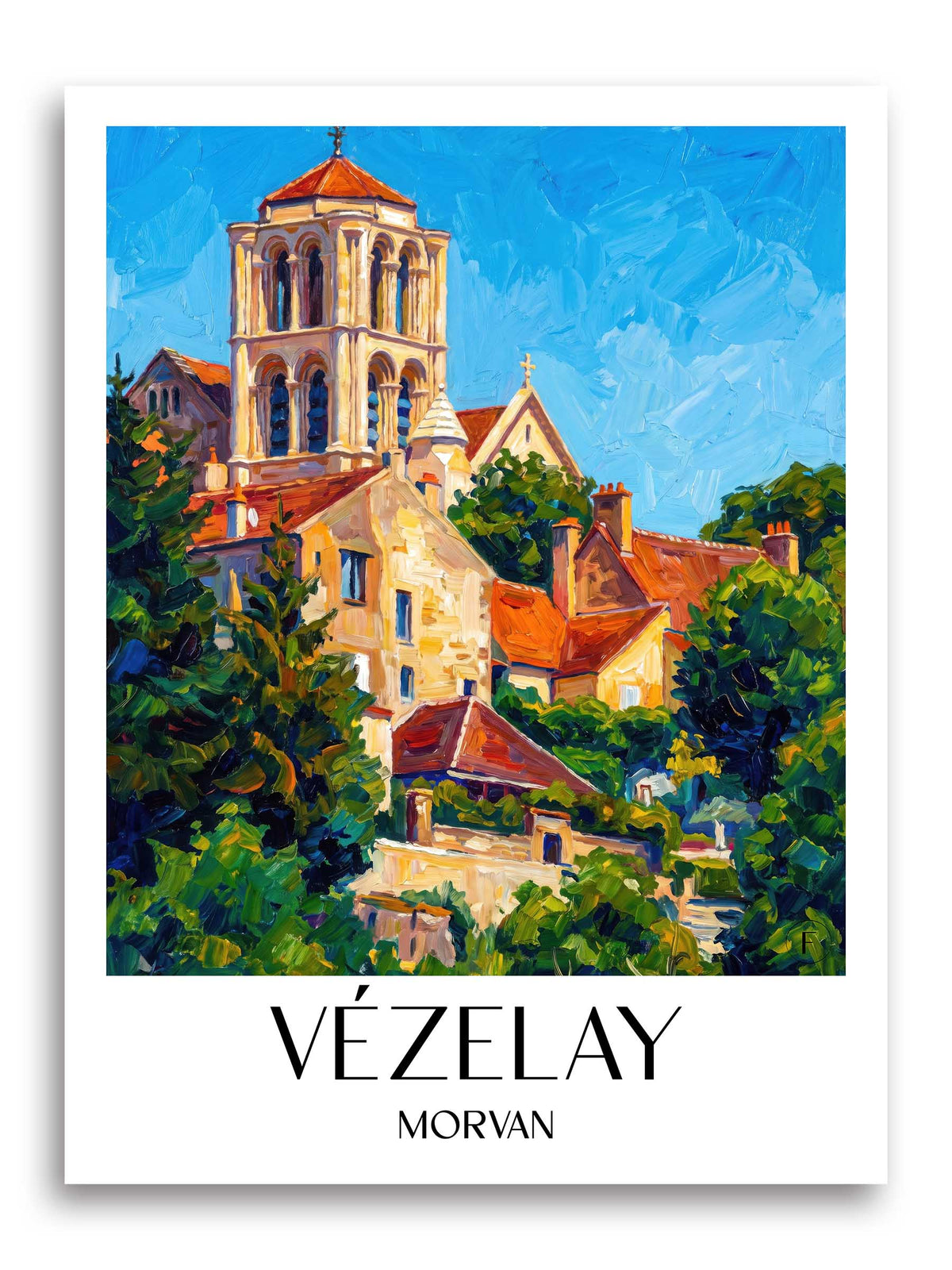 Vézelay Poster - Morvan - Frankreich Kunstdruck - Ölgemälde von A4 bis A1