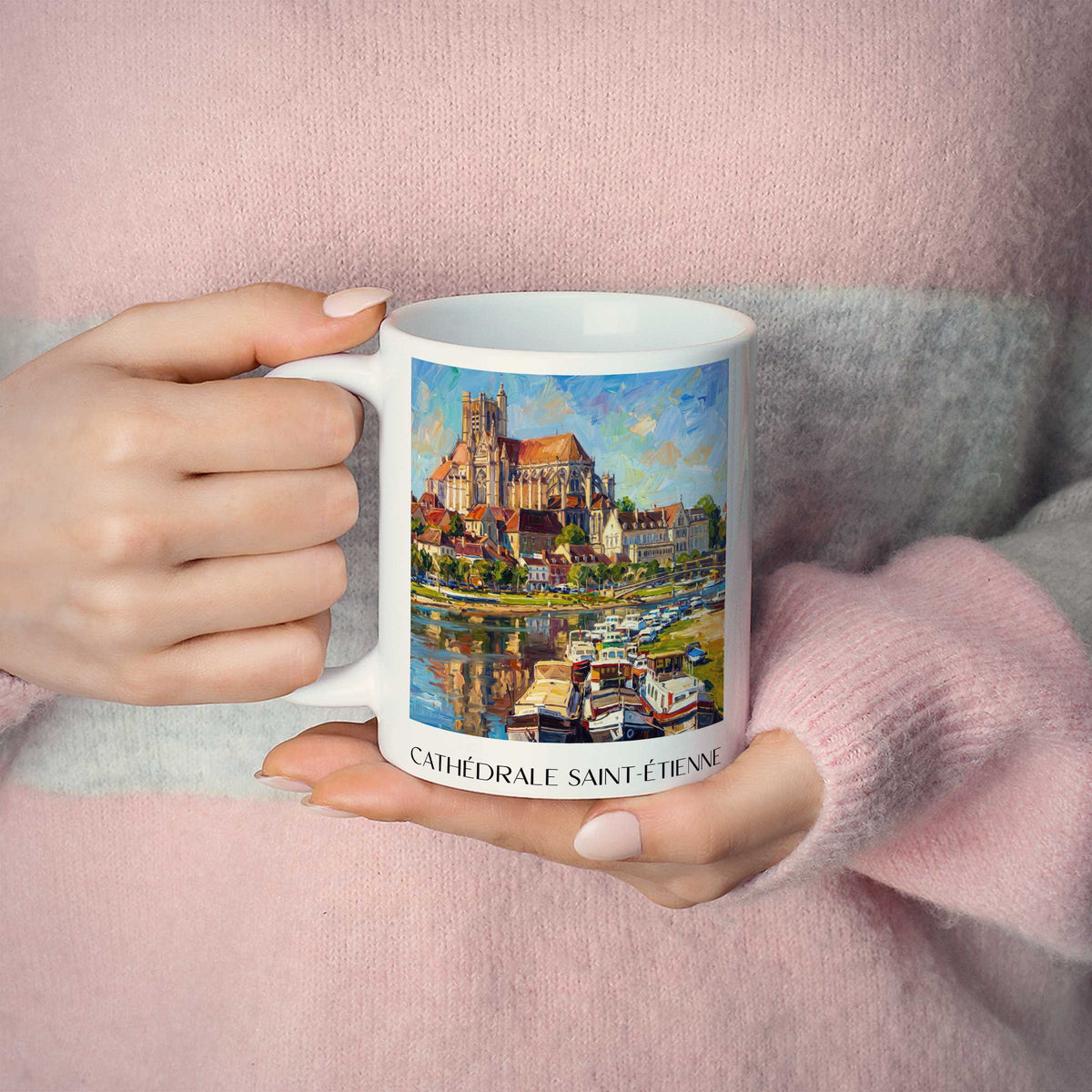 cathédrale-saint-étienne-auxerre-frankreich-kaffeebecher-oil-painting-oelgemaelde