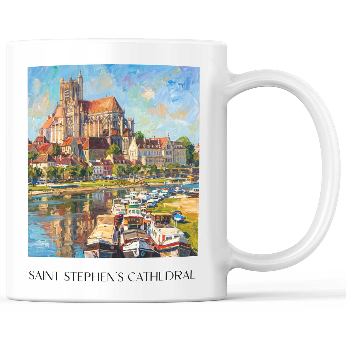 Cathédrale Saint-Étienne Kaffeebecher - Auxerre - Frankreich Becher - Kaffeetasse im Ölgemälde Stil