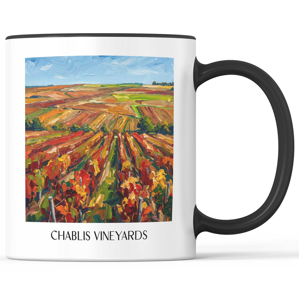 Vignoble de Chablis Kaffeebecher - Yonne - Frankreich Becher - Kaffeetasse im Ölgemälde Stil