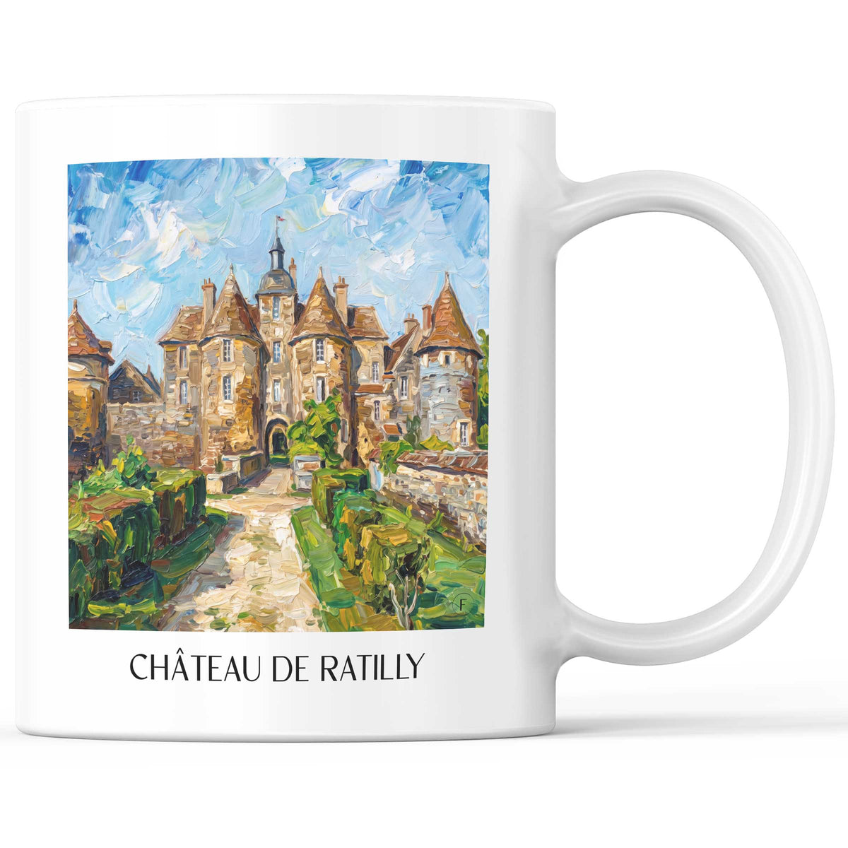 Château de Ratilly Kaffeebecher - Puisaye - Frankreich Becher - Kaffeetasse im Ölgemälde Stil