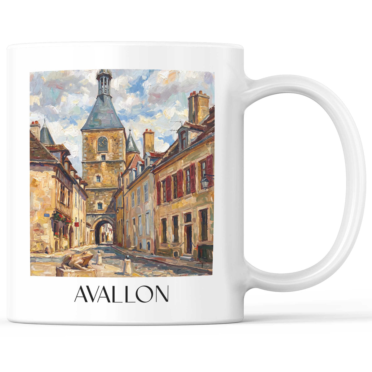 Avallon Kaffeebecher - Morvan - Frankreich Becher - Kaffeetasse im Ölgemälde Stil
