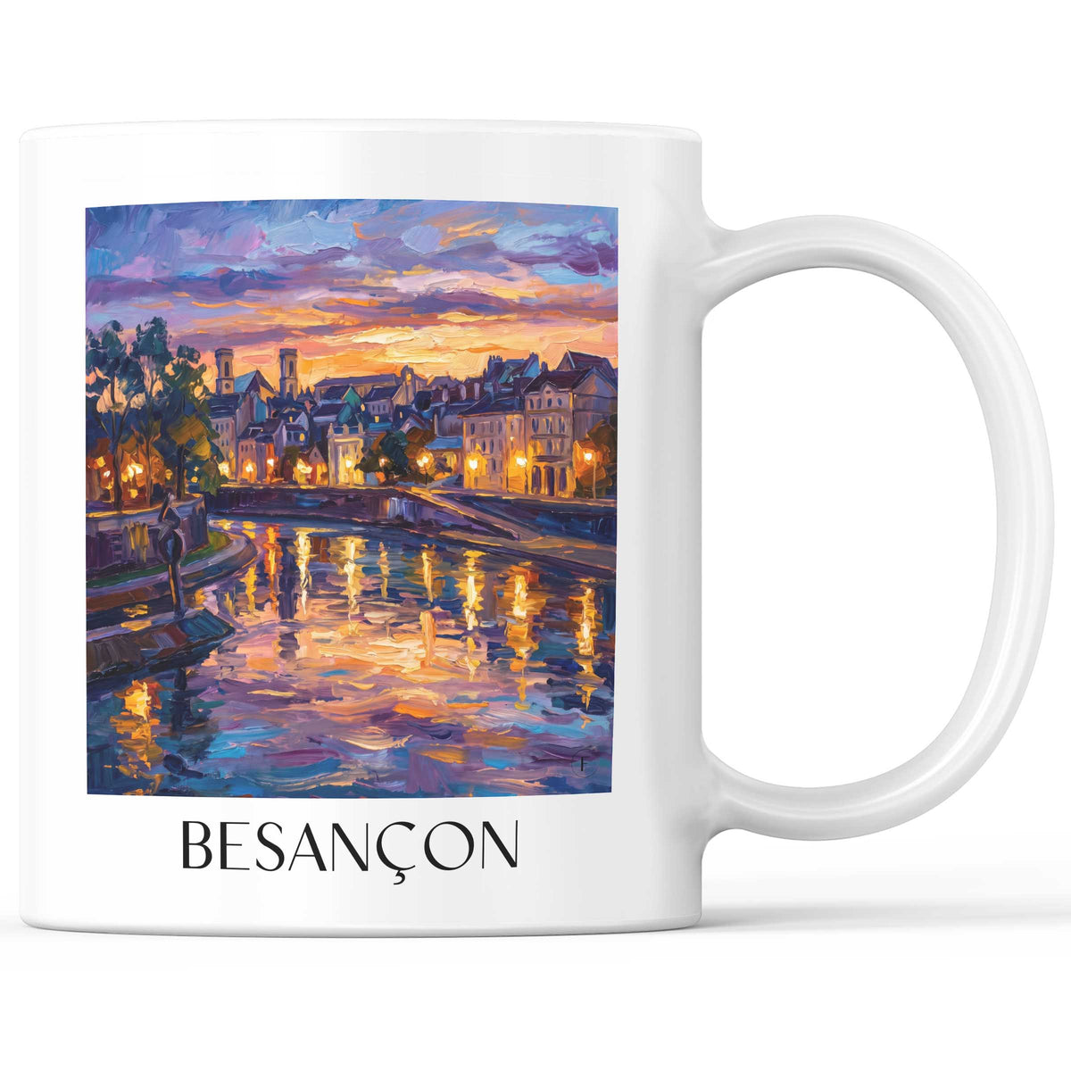 Besançon Kaffeebecher - Franche-Comté - Frankreich Becher - Kaffeetasse im Ölgemälde Stil