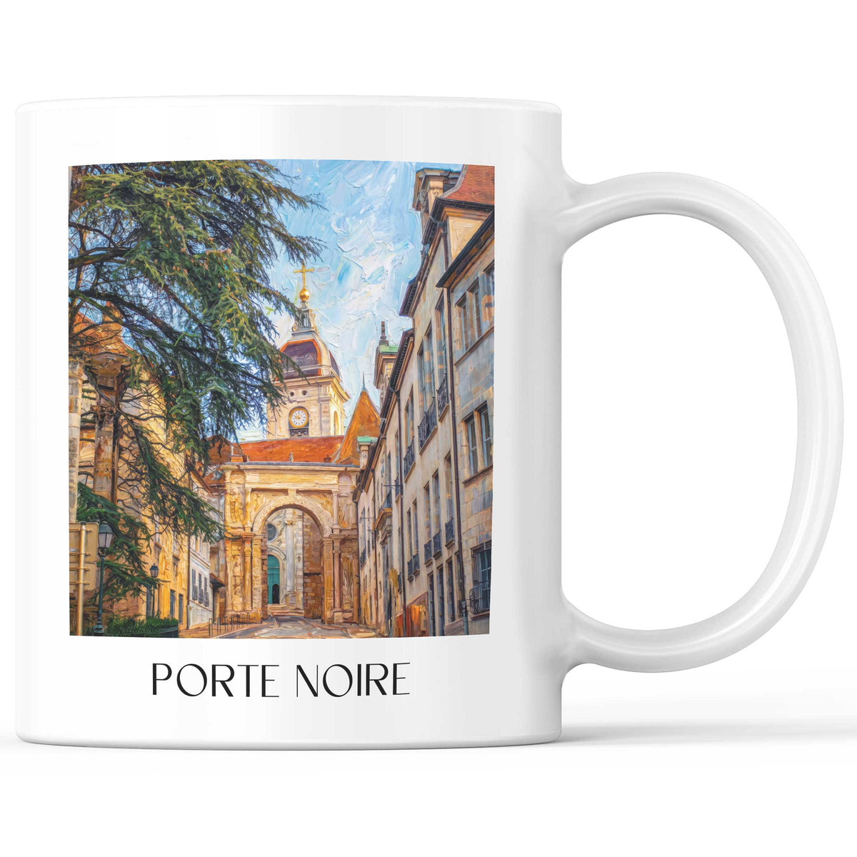 Porte Noire Kaffeebecher - Besançon - Frankreich Becher - Kaffeetasse im Ölgemälde Stil