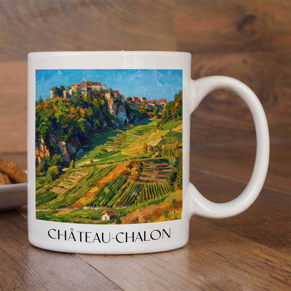 château-chalon-vignoble-du-jura-frankreich-kaffeebecher-oil-painting-oelgemaelde