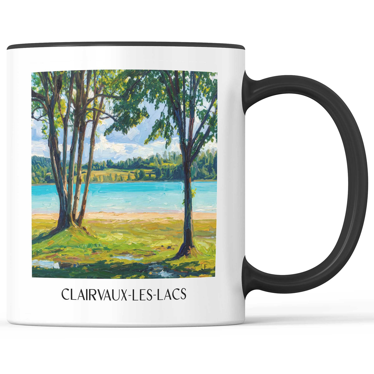 Clairvaux-les-Lacs Kaffeebecher - Région des Lacs - Frankreich Becher - Kaffeetasse im Ölgemälde Stil