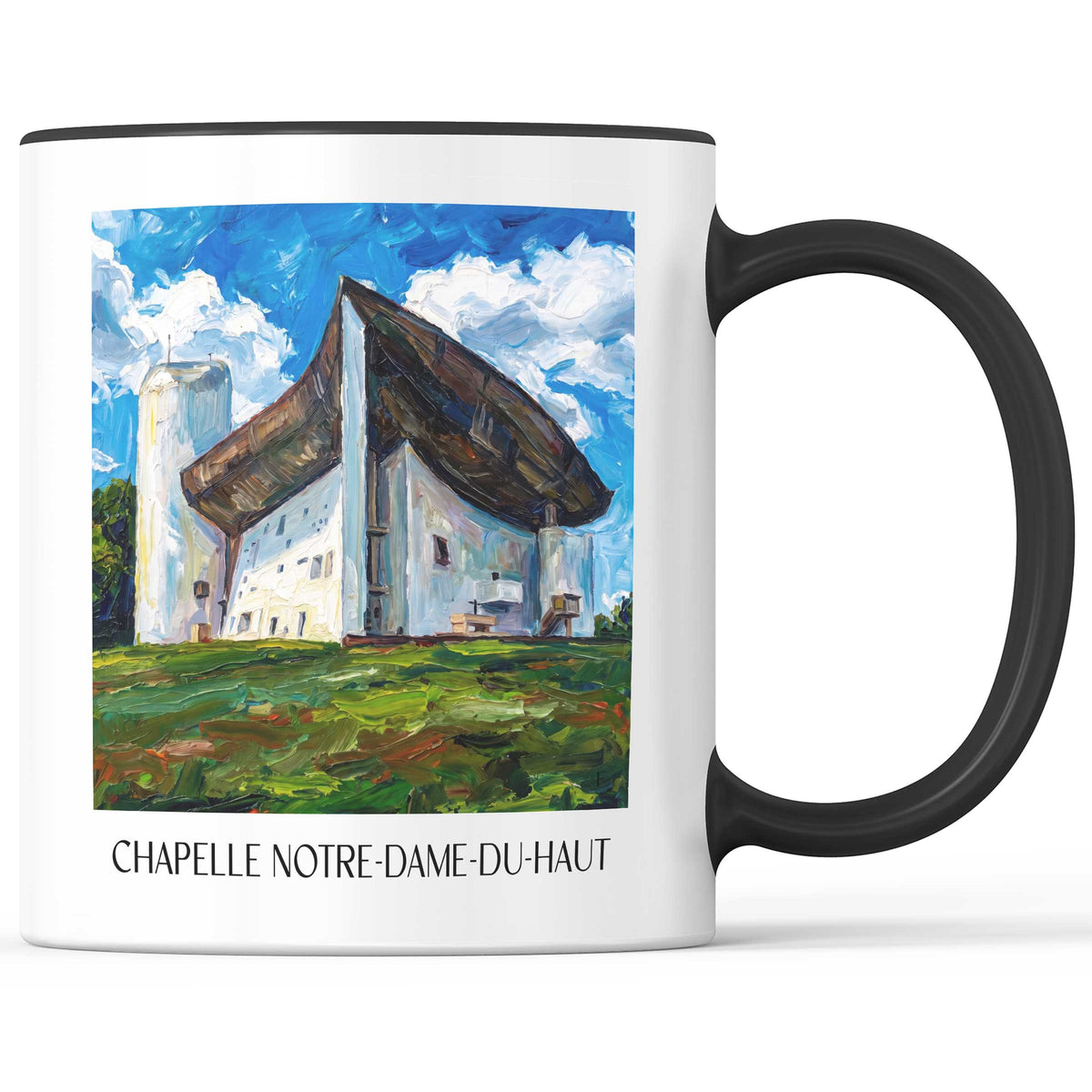 Chapelle Notre-Dame-du-Haut Kaffeebecher - Ronchamp - Frankreich Becher - Kaffeetasse im Ölgemälde Stil