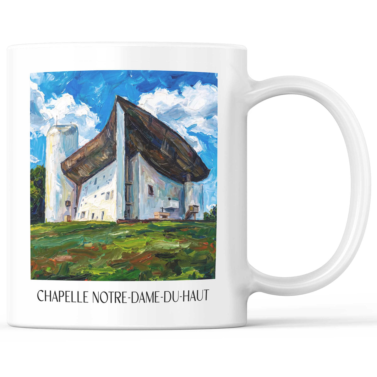 Chapelle Notre-Dame-du-Haut Kaffeebecher - Ronchamp - Frankreich Becher - Kaffeetasse im Ölgemälde Stil
