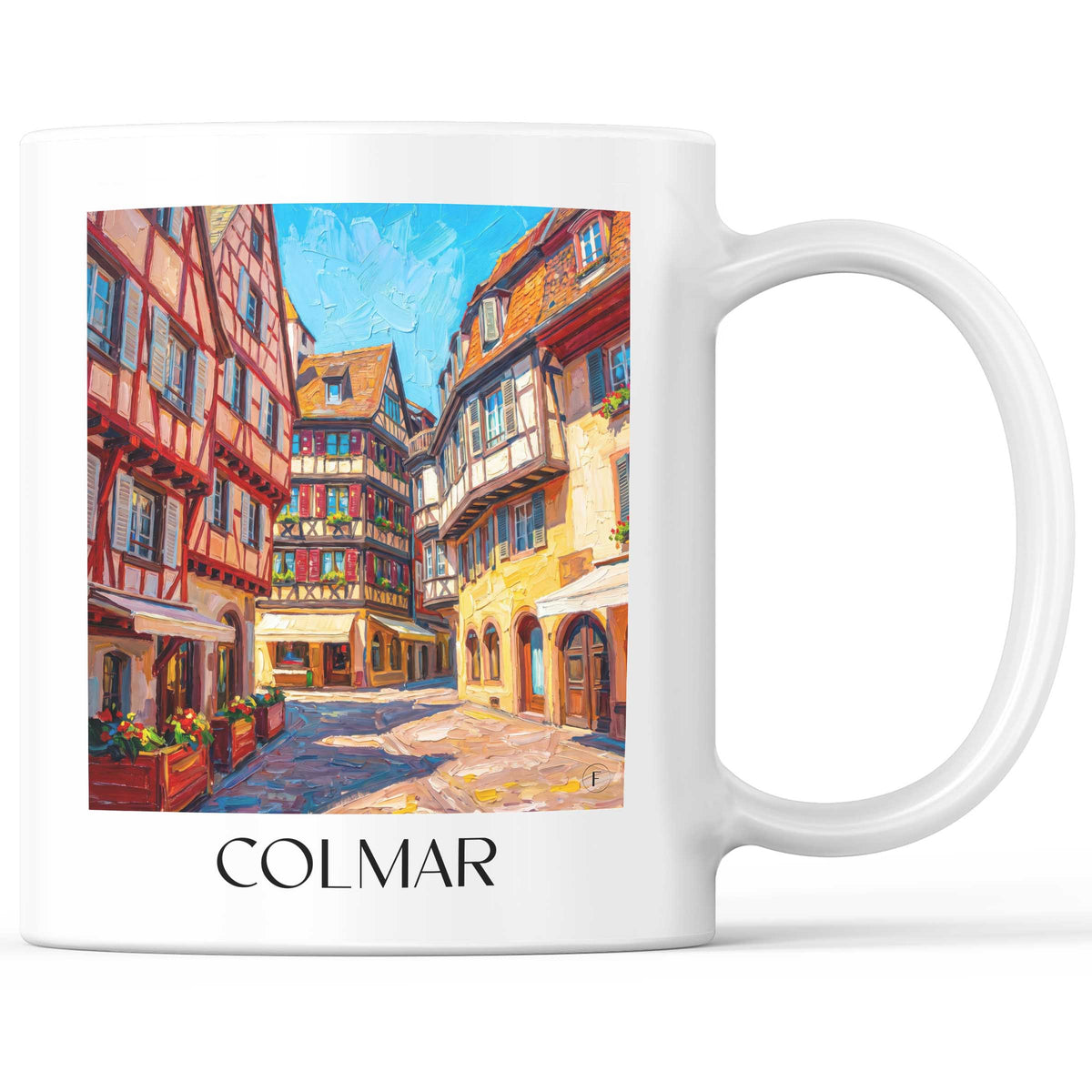Colmar Kaffeebecher - Elsass - Frankreich Becher - Kaffeetasse im Ölgemälde Stil