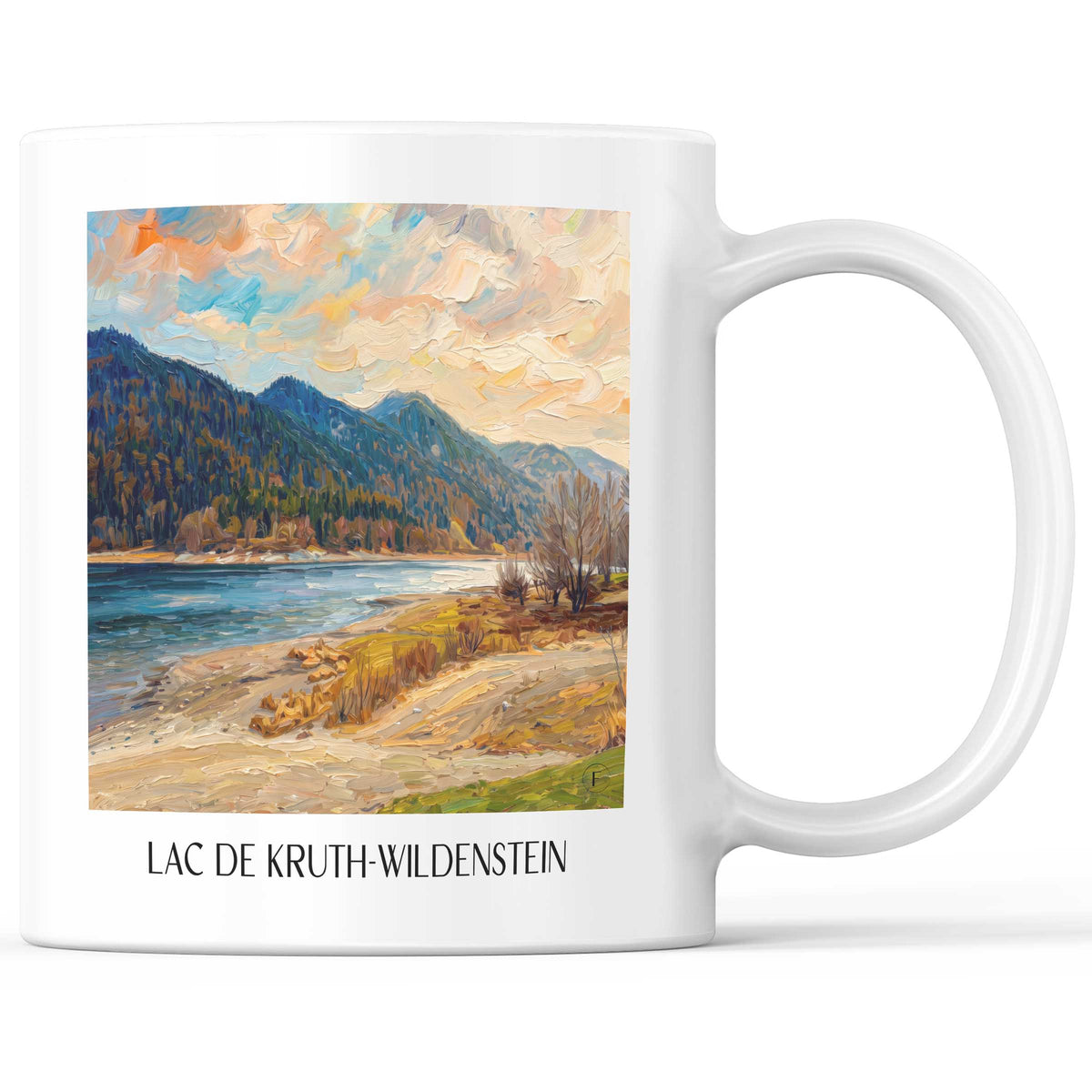 Lac de Kruth-Wildenstein Kaffeebecher - Vallée de la Thur - Frankreich Becher - Kaffeetasse im Ölgemälde Stil