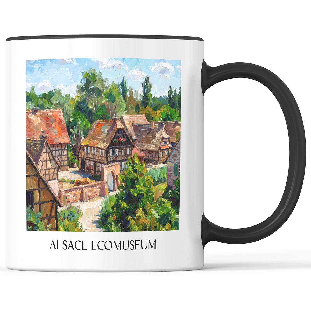 Écomusée d'Alsace Kaffeebecher - Elsass - Frankreich Becher - Kaffeetasse im Ölgemälde Stil