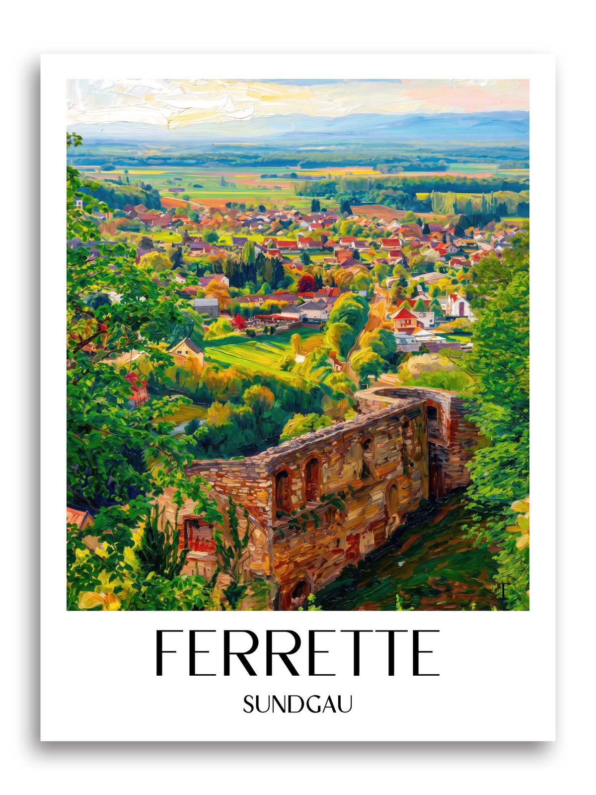 Ferrette Poster - Sundgau - Frankreich Kunstdruck - Ölgemälde von A4 bis A1