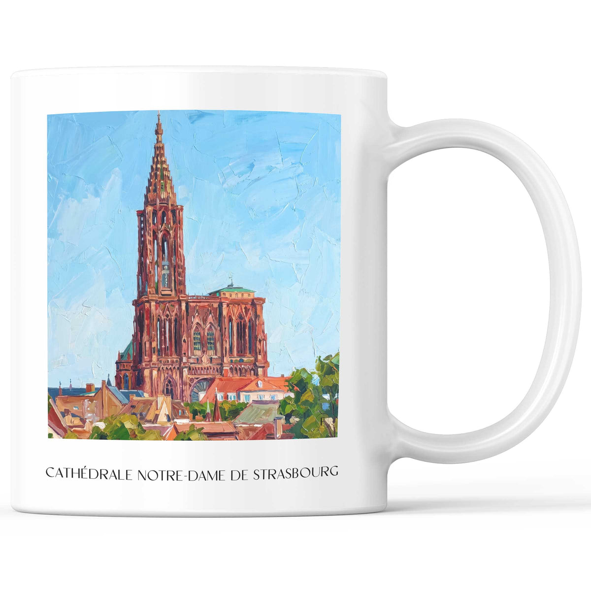 Cathédrale Notre-Dame Kaffeebecher - Strasbourg - Frankreich Becher - Kaffeetasse im Ölgemälde Stil