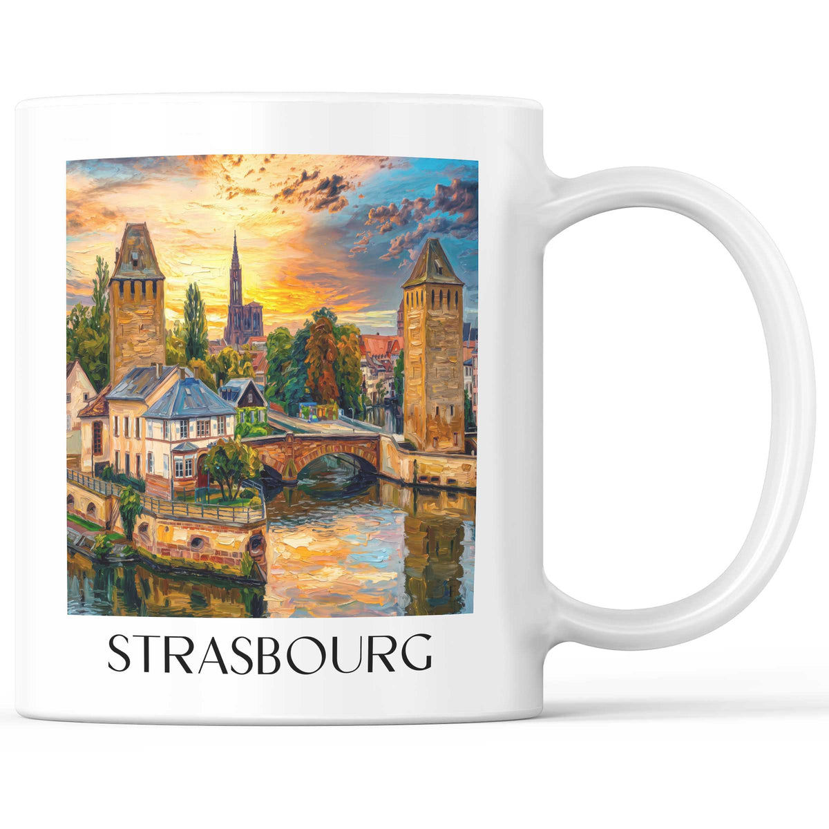 Strasbourg Kaffeebecher - Elsass - Frankreich Becher - Kaffeetasse im Ölgemälde Stil