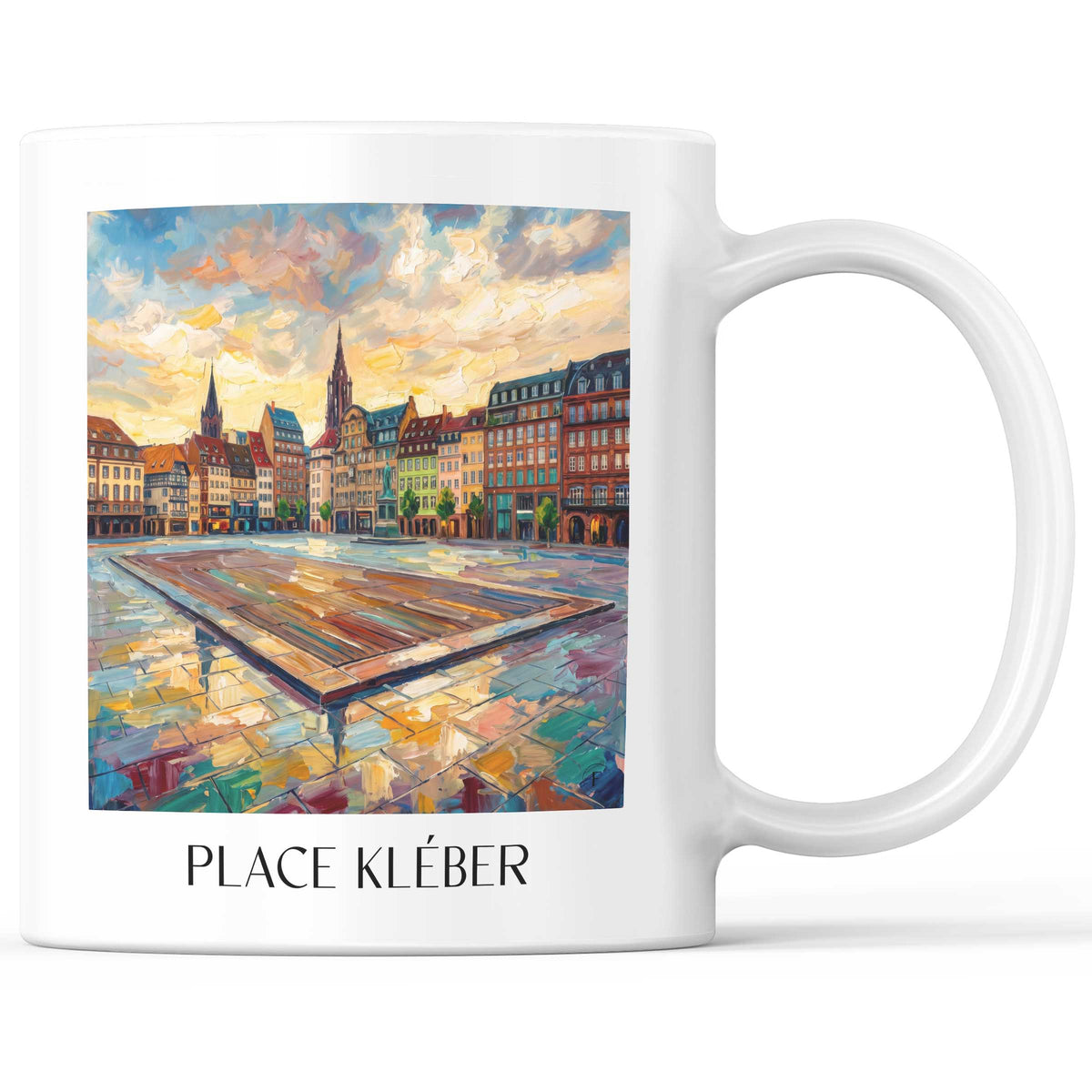 Place Kléber Kaffeebecher - Strasbourg - Frankreich Becher - Kaffeetasse im Ölgemälde Stil
