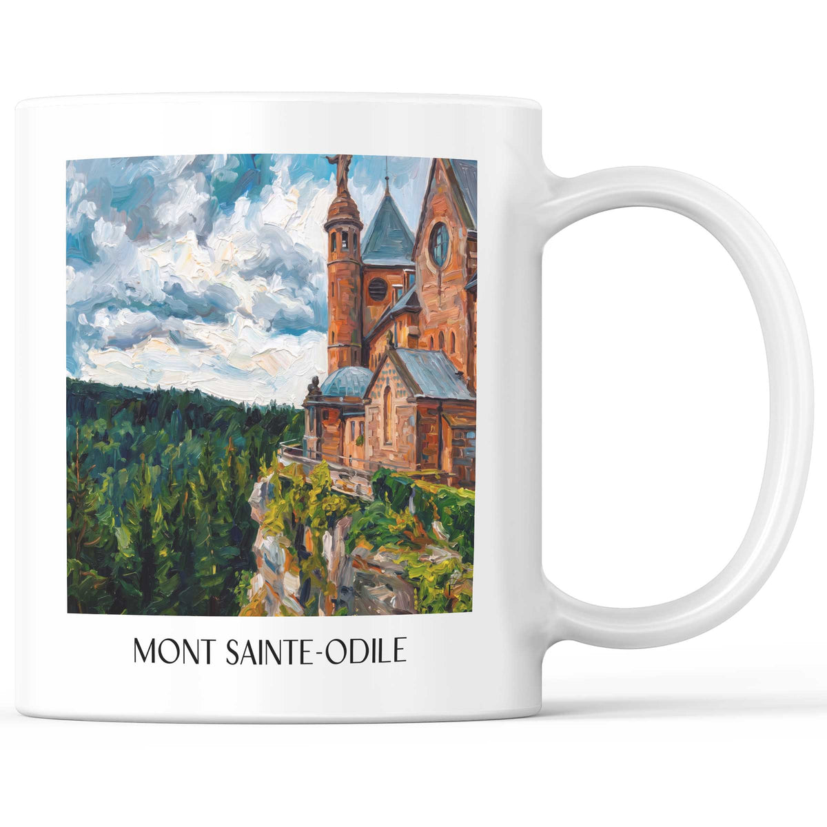 Mont Sainte-Odile Kaffeebecher - Obernai - Frankreich Becher - Kaffeetasse im Ölgemälde Stil