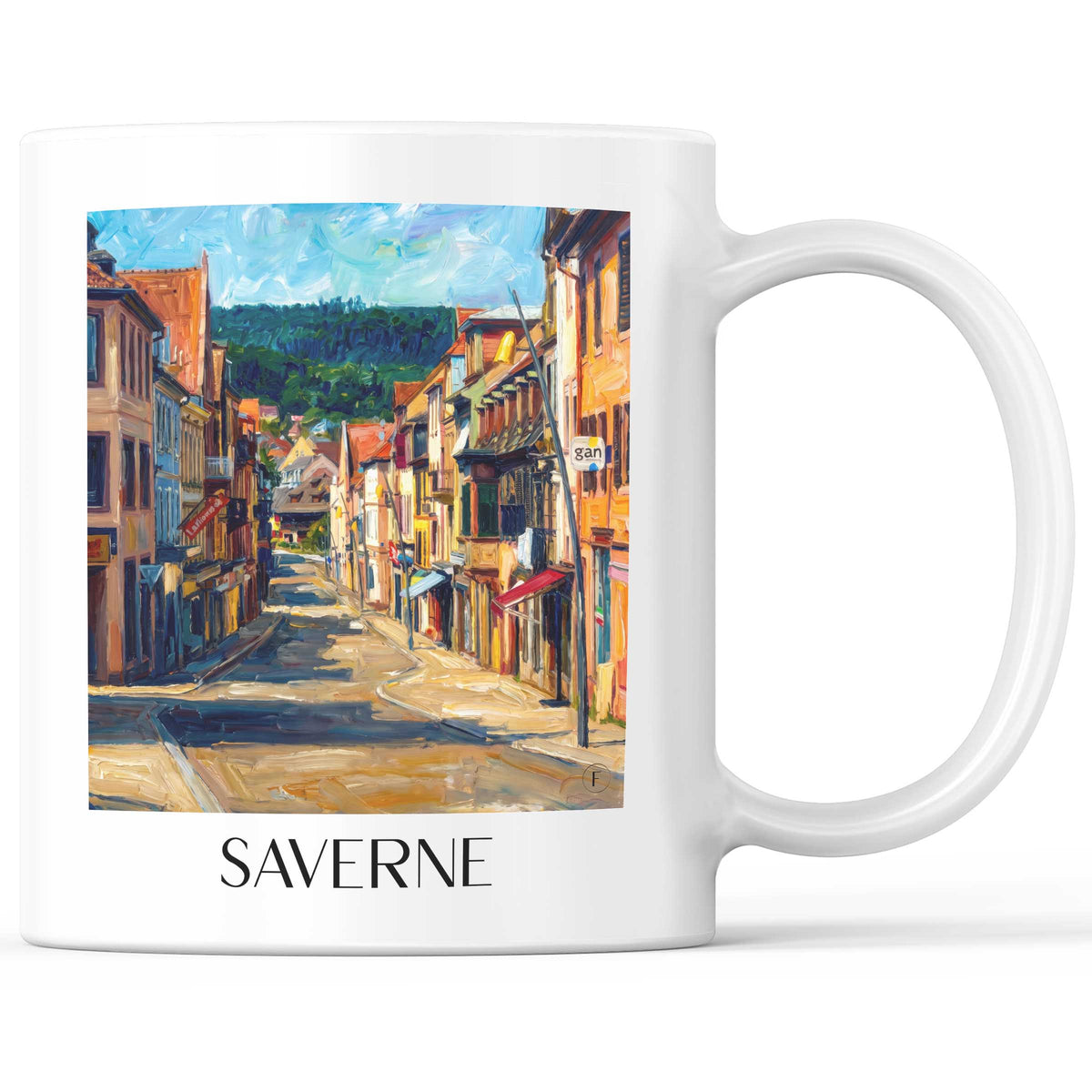 Saverne Kaffeebecher - Bas-Rhin - Frankreich Becher - Kaffeetasse im Ölgemälde Stil