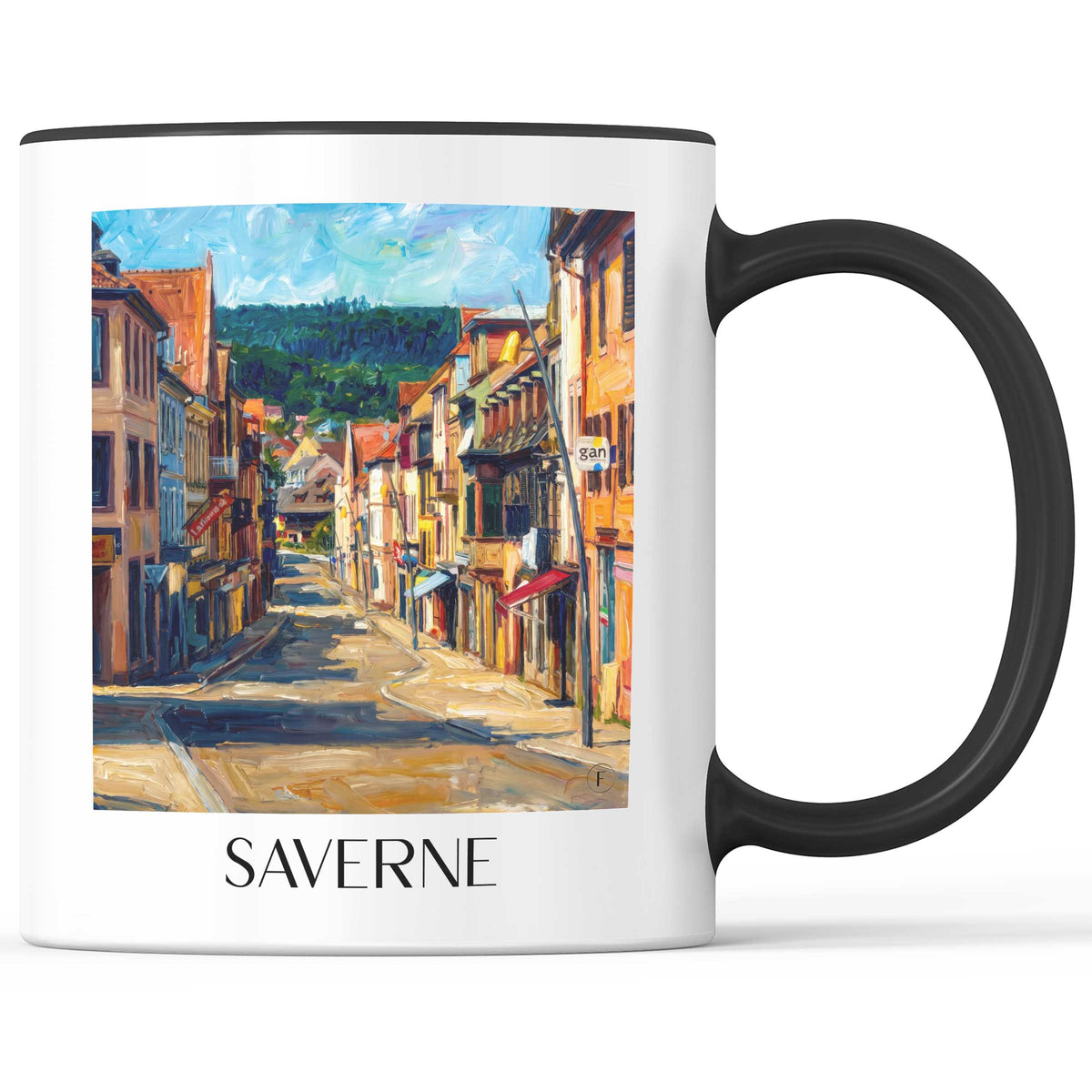 Saverne Kaffeebecher - Bas-Rhin - Frankreich Becher - Kaffeetasse im Ölgemälde Stil