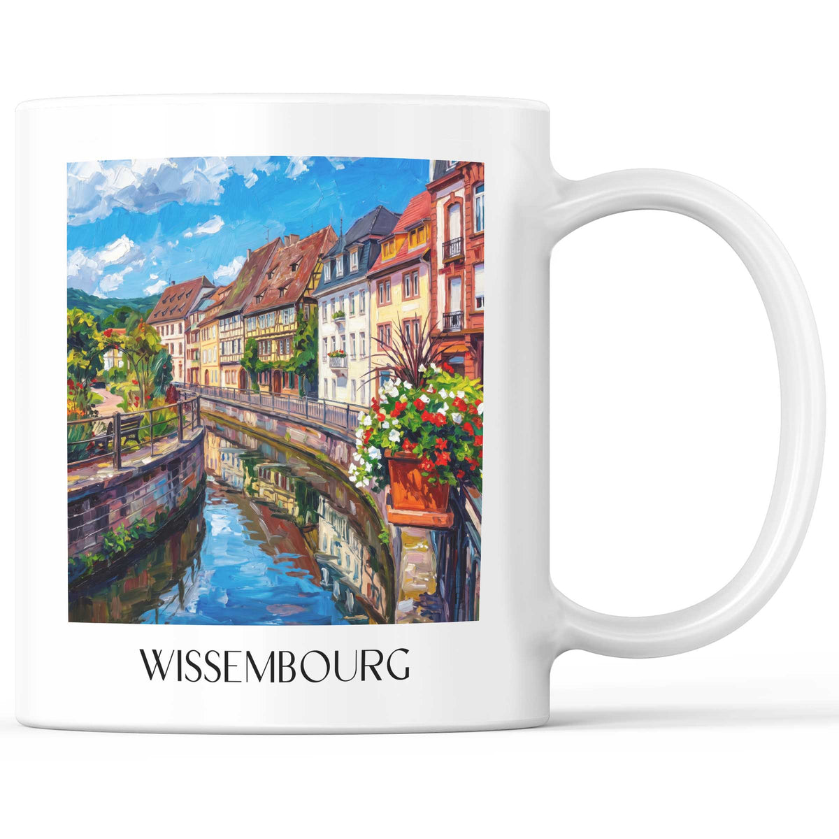 Wissembourg Kaffeebecher - Vosges du Nord - Frankreich Becher - Kaffeetasse im Ölgemälde Stil