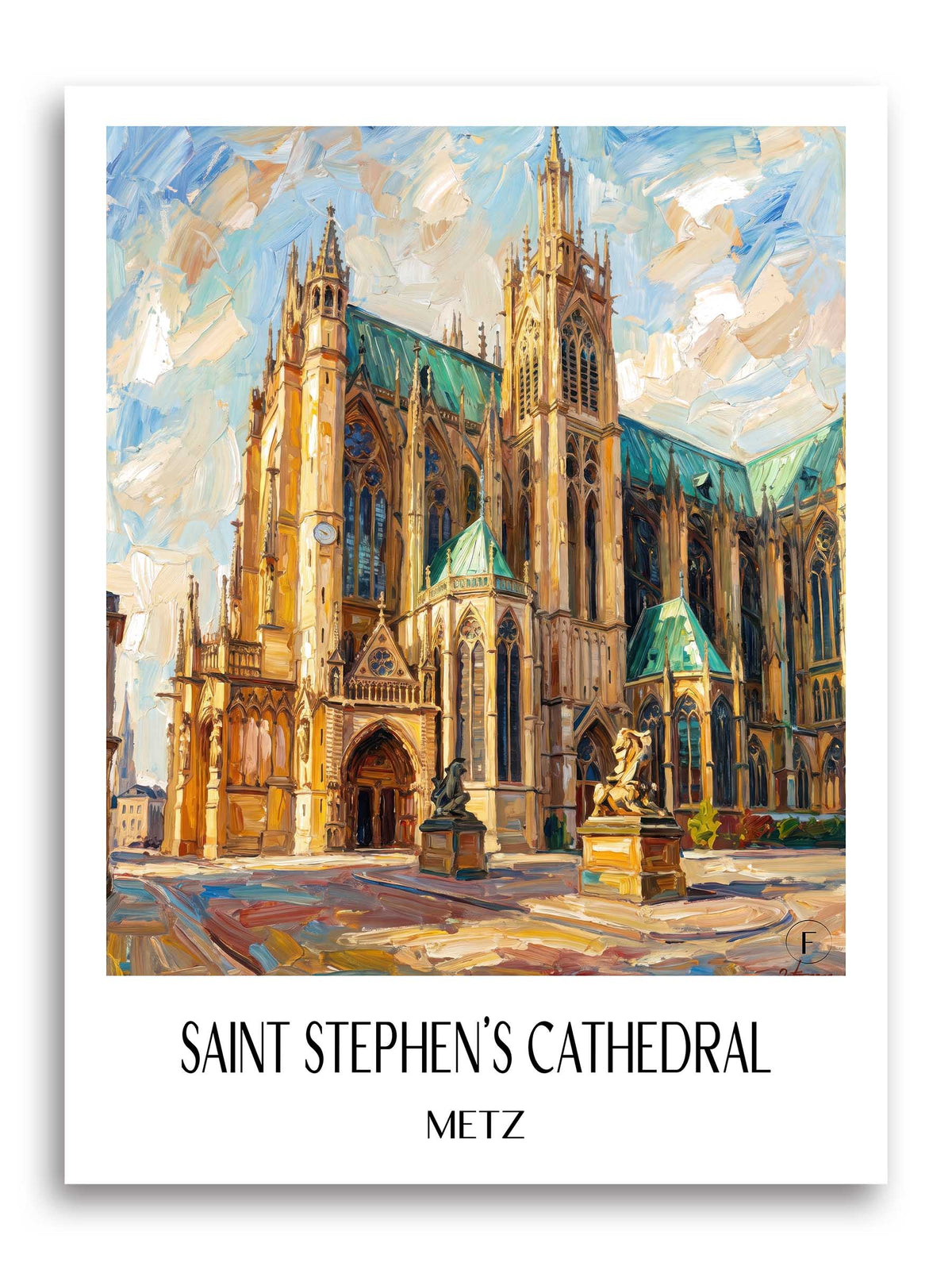 Cathédrale Saint-Étienne Poster - Metz - Frankreich Kunstdruck - Ölgemälde von A4 bis A1