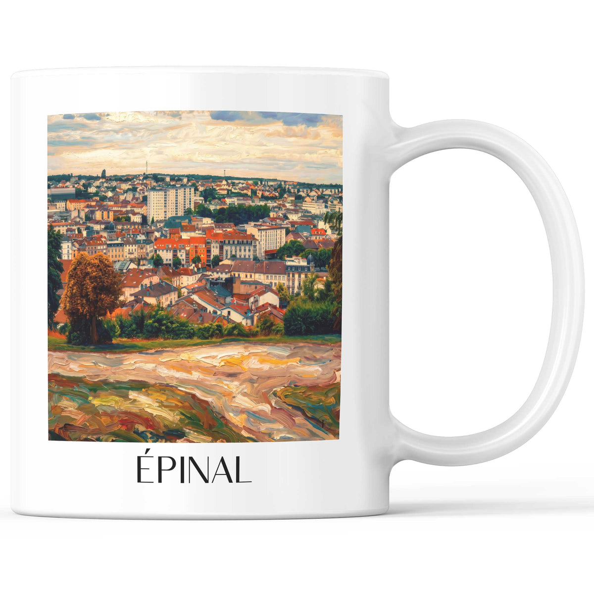 Épinal Kaffeebecher - Vosges - Frankreich Becher - Kaffeetasse im Ölgemälde Stil