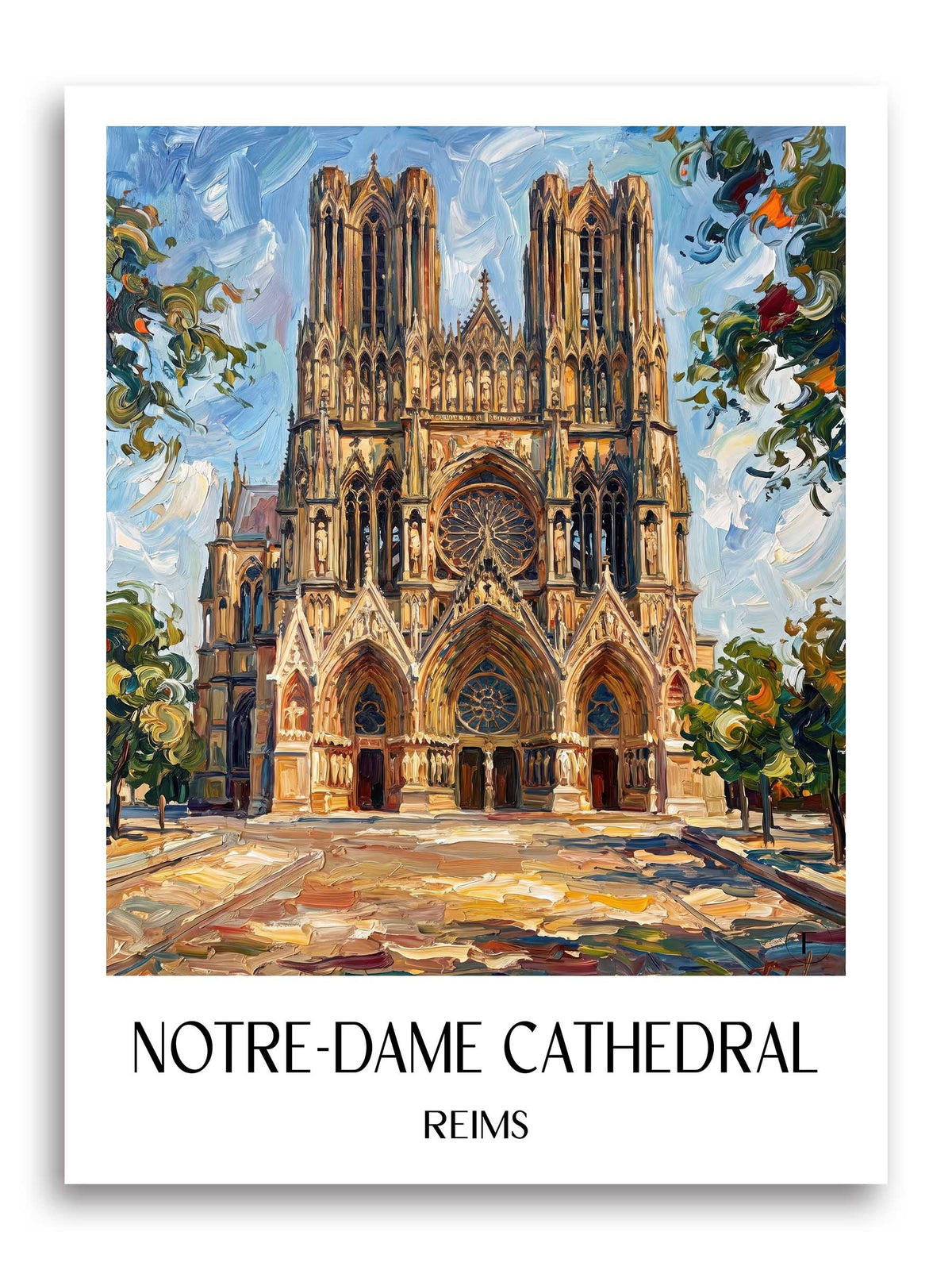 Cathédrale Notre-Dame Poster - Reims - Frankreich Kunstdruck - Ölgemälde von A4 bis A1