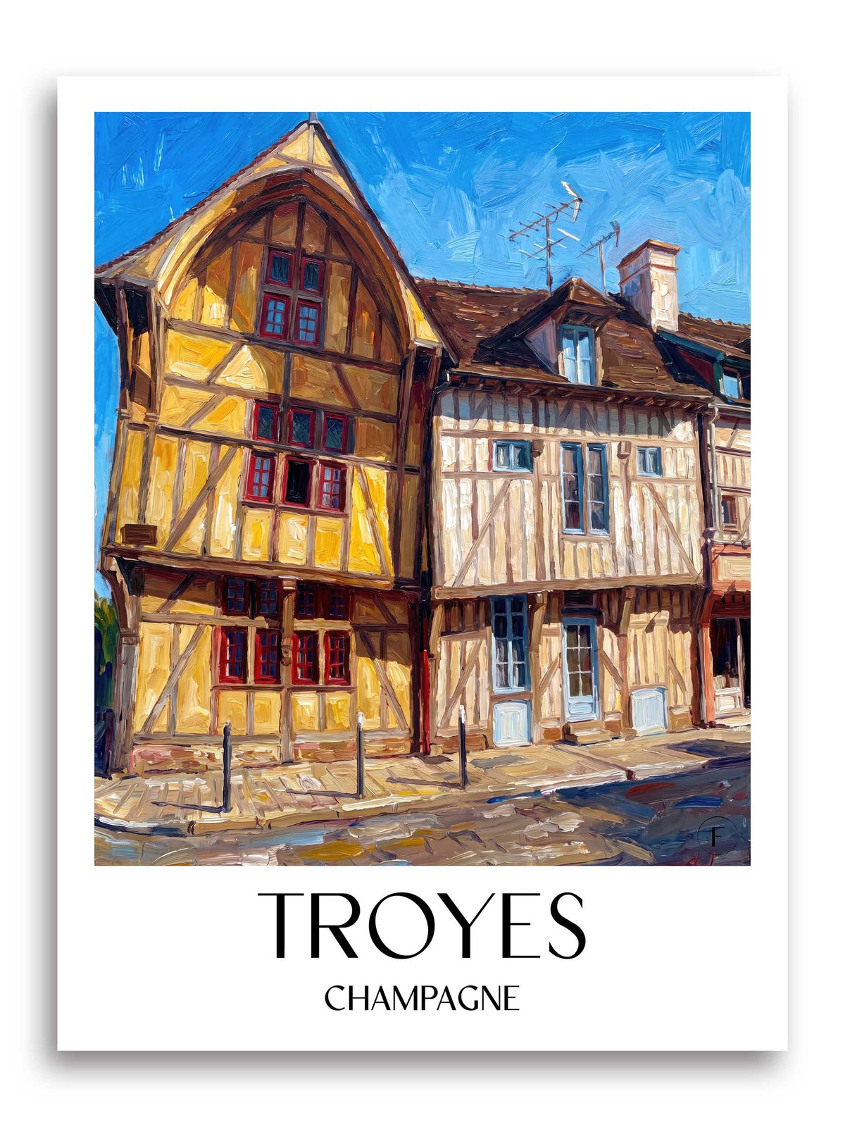 Troyes Poster - Champagne - Frankreich Kunstdruck - Ölgemälde von A4 bis A1
