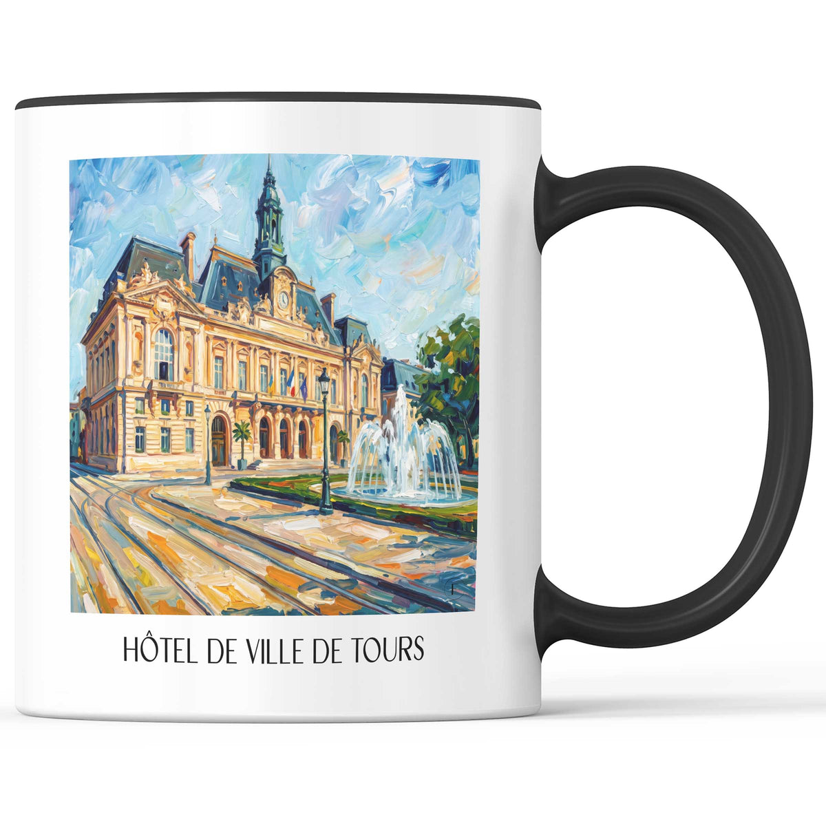 Hôtel de Ville de Tours Kaffeebecher - Val de Loire - Frankreich Becher - Kaffeetasse im Ölgemälde Stil