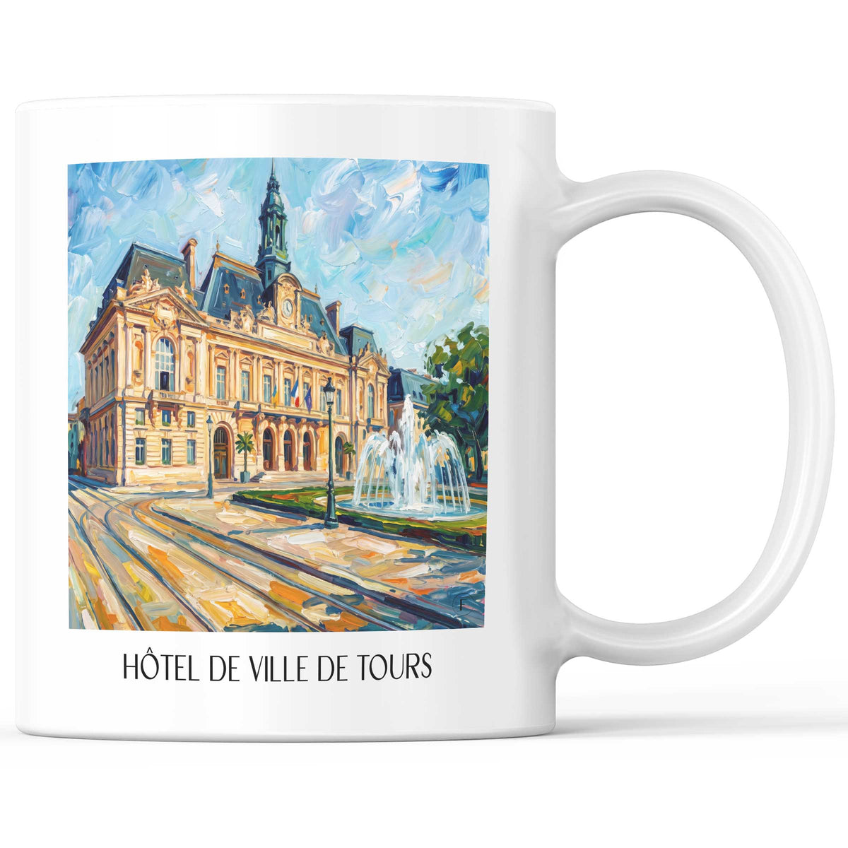 Hôtel de Ville de Tours Kaffeebecher - Val de Loire - Frankreich Becher - Kaffeetasse im Ölgemälde Stil