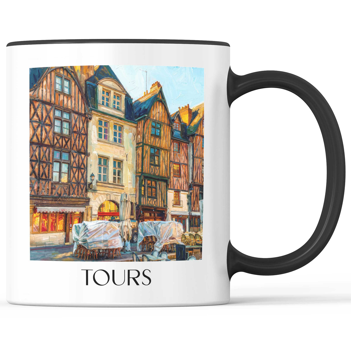 Tours Kaffeebecher - Val de Loire - Frankreich Becher - Kaffeetasse im Ölgemälde Stil