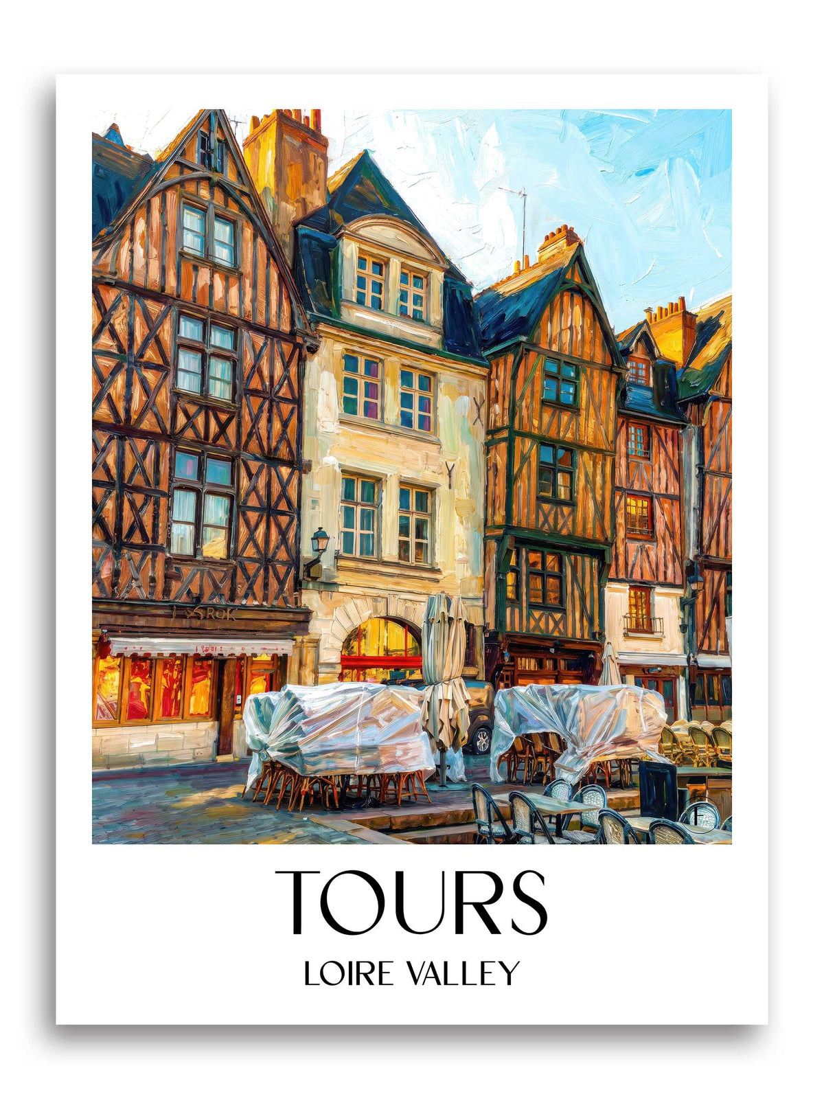 Tours Poster - Val de Loire - Frankreich Kunstdruck - Ölgemälde von A4 bis A1
