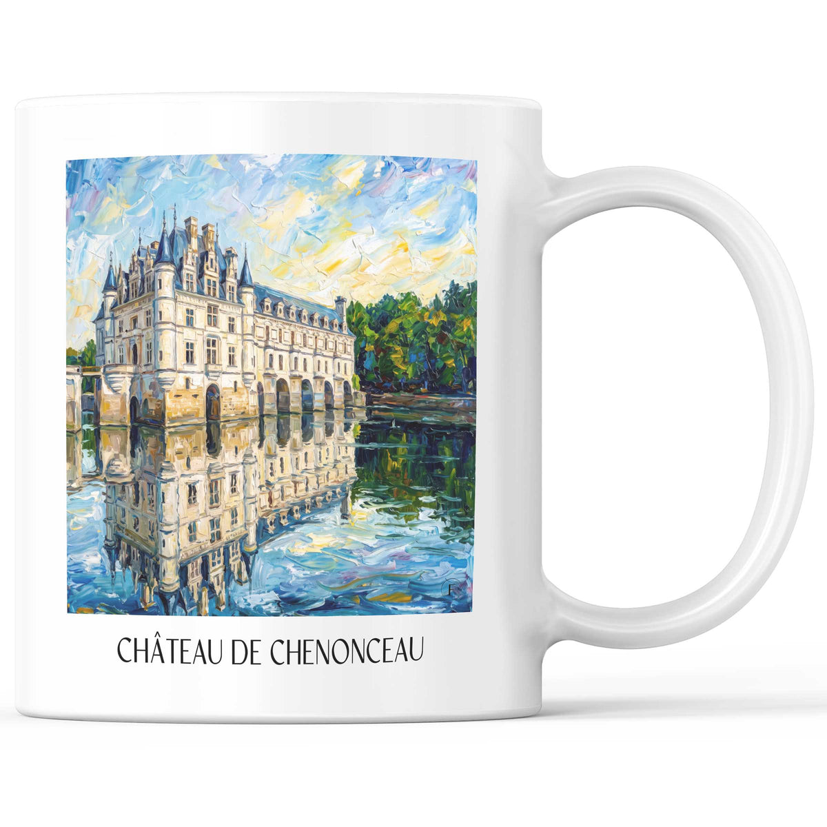 Château de Chenonceau Kaffeebecher - Val de Loire - Frankreich Becher - Kaffeetasse im Ölgemälde Stil