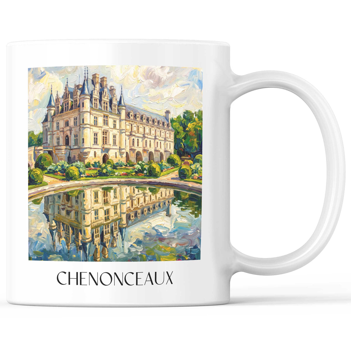 Chenonceaux Kaffeebecher - Val de Loire - Frankreich Becher - Kaffeetasse im Ölgemälde Stil