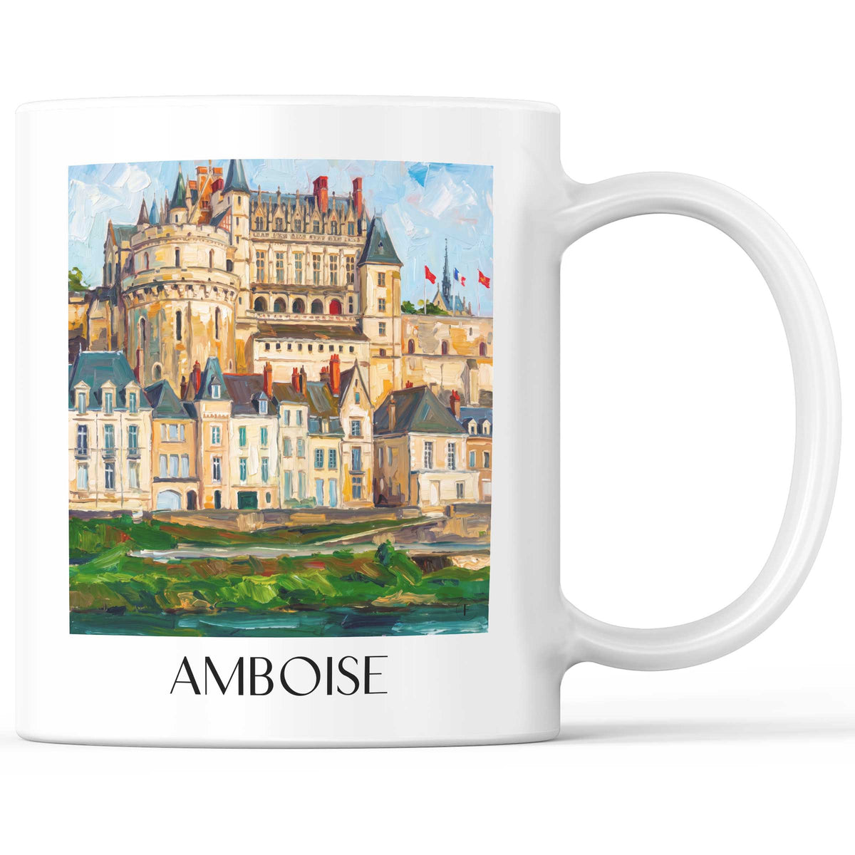 Amboise Kaffeebecher - Val de Loire - Frankreich Becher - Kaffeetasse im Ölgemälde Stil