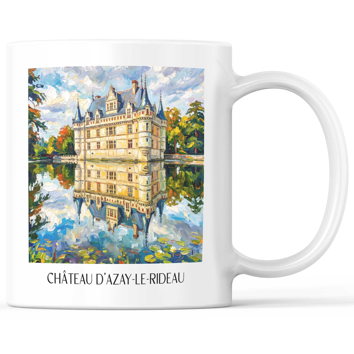 Château d'Azay-le-Rideau Kaffeebecher - Val de Loire - Frankreich Becher - Kaffeetasse im Ölgemälde Stil