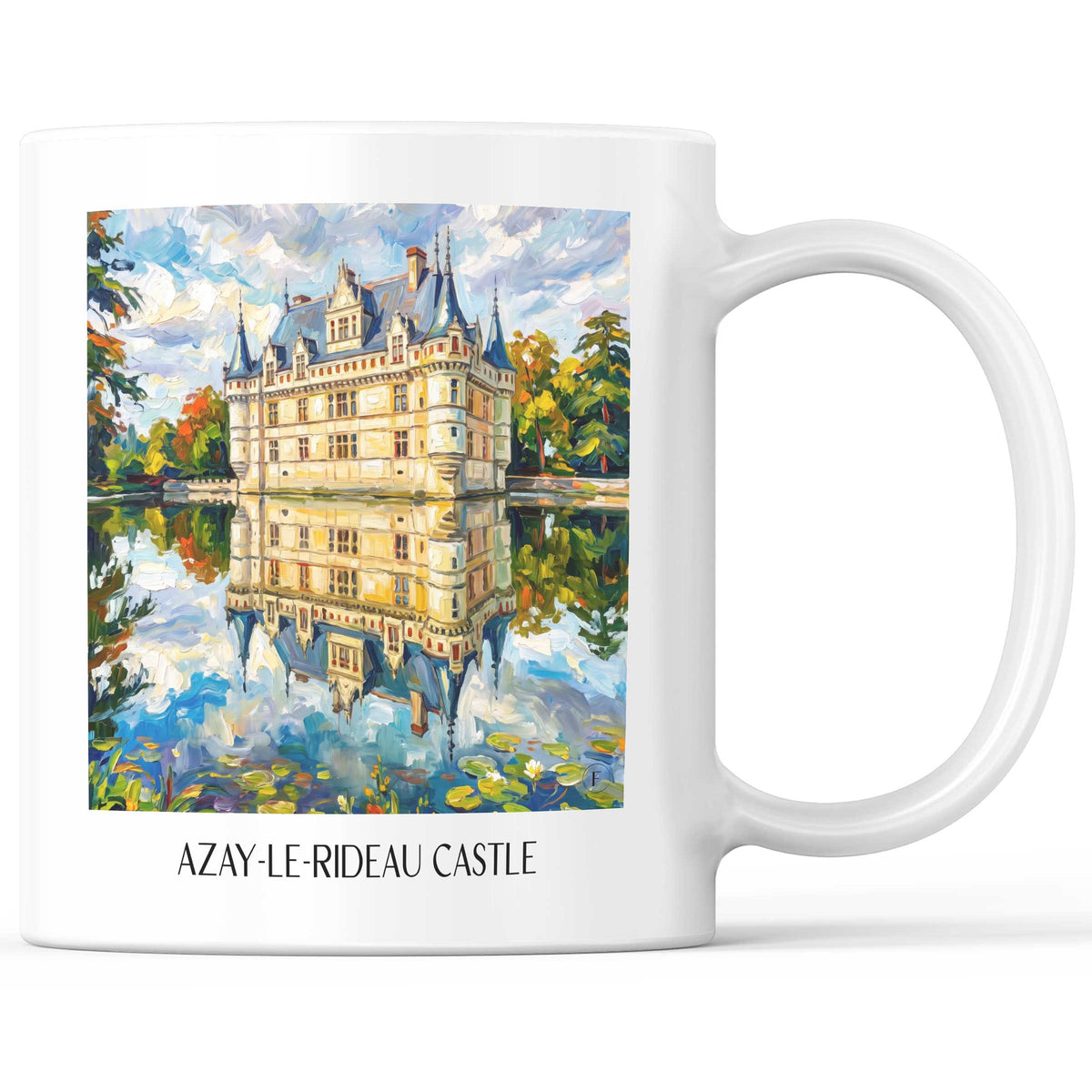 Château d'Azay-le-Rideau Kaffeebecher - Val de Loire - Frankreich Becher - Kaffeetasse im Ölgemälde Stil