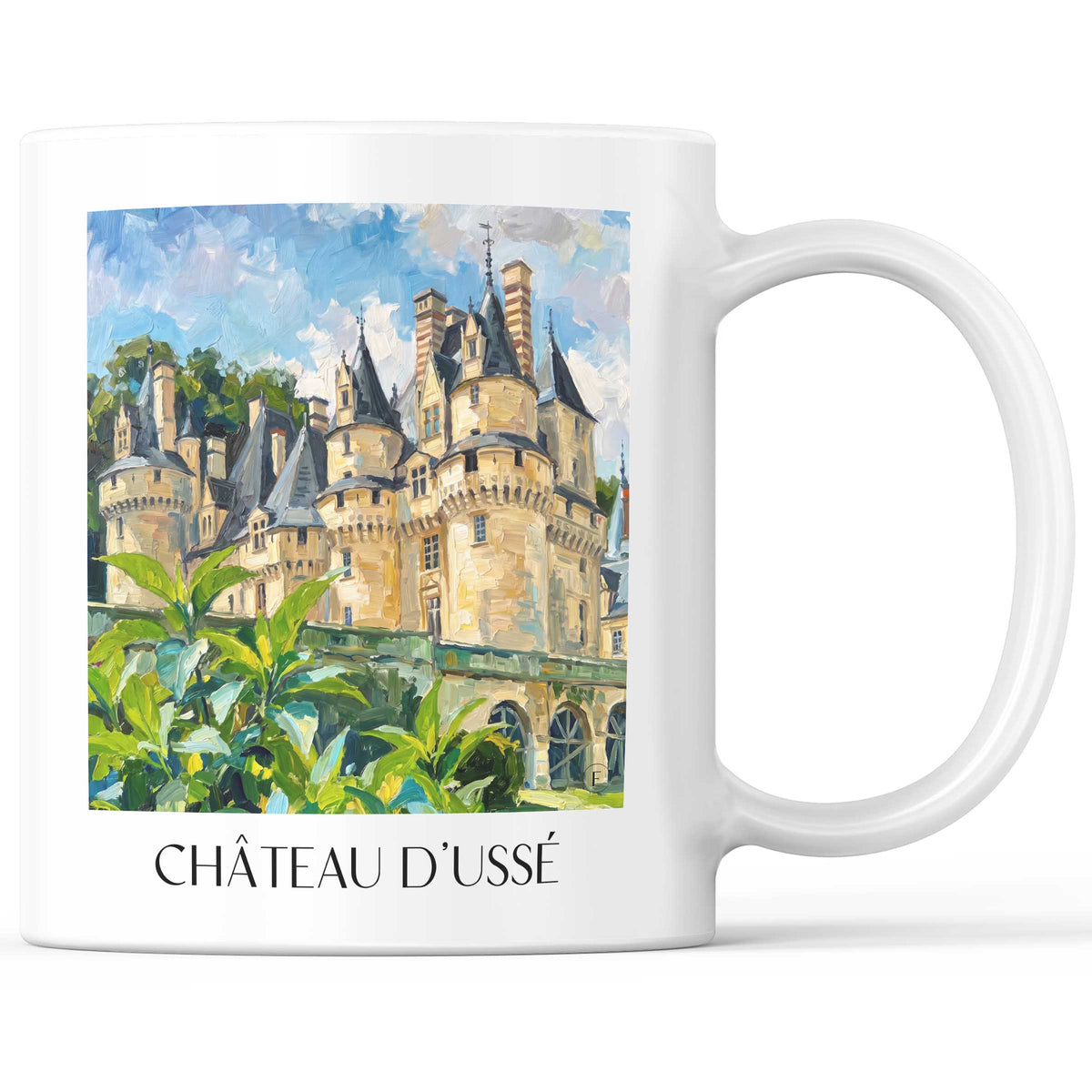 Château d'Ussé Kaffeebecher - Rigny-Ussé - Frankreich Becher - Kaffeetasse im Ölgemälde Stil